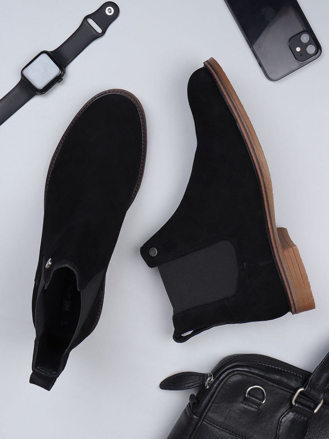 EZOK Men Leather Slip On Boots