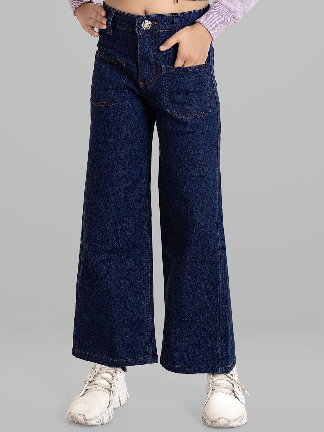 ADBUCKS Girls Wide Leg High-Rise Stretchable Jeans