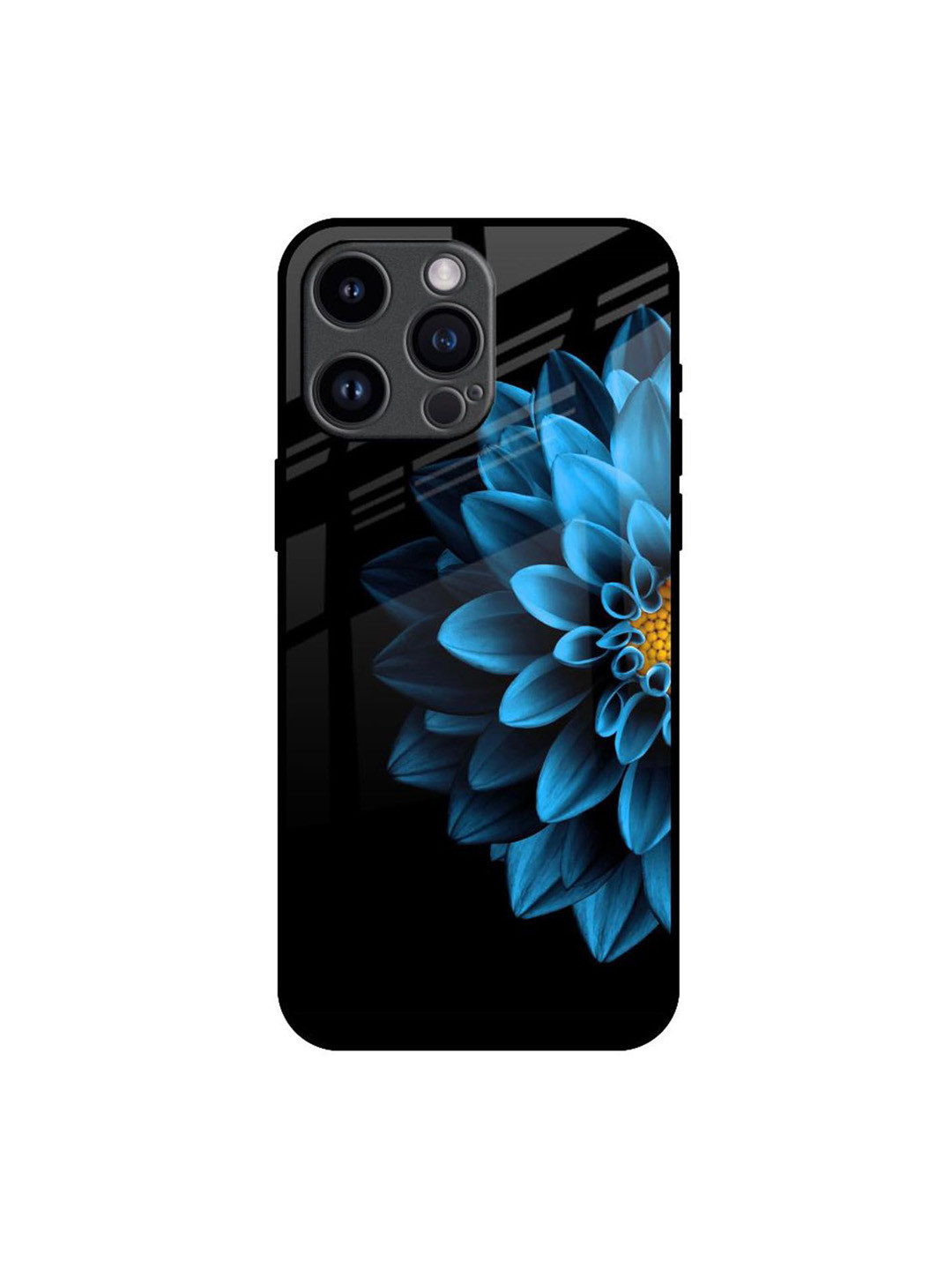 QRIOH Half Blue Flower Real Printed iPhone 14 Pro Max Back Case