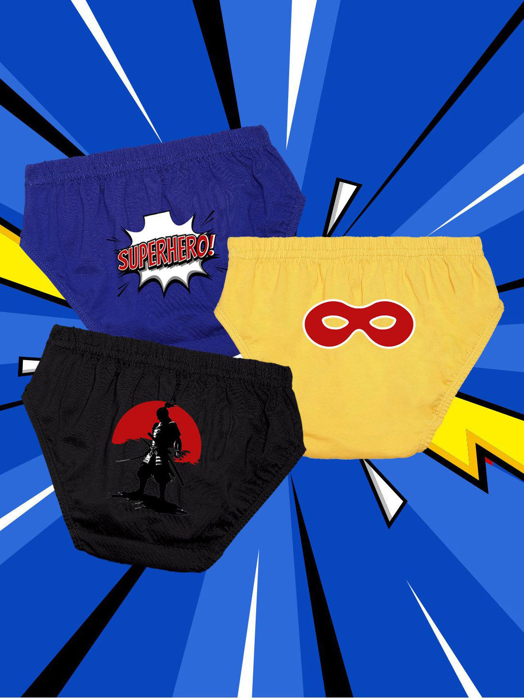 NUSYL Boys Pack Of 3 Typography Printed Mid Rise Basic Briefs- NUBCBRFPO3.0156