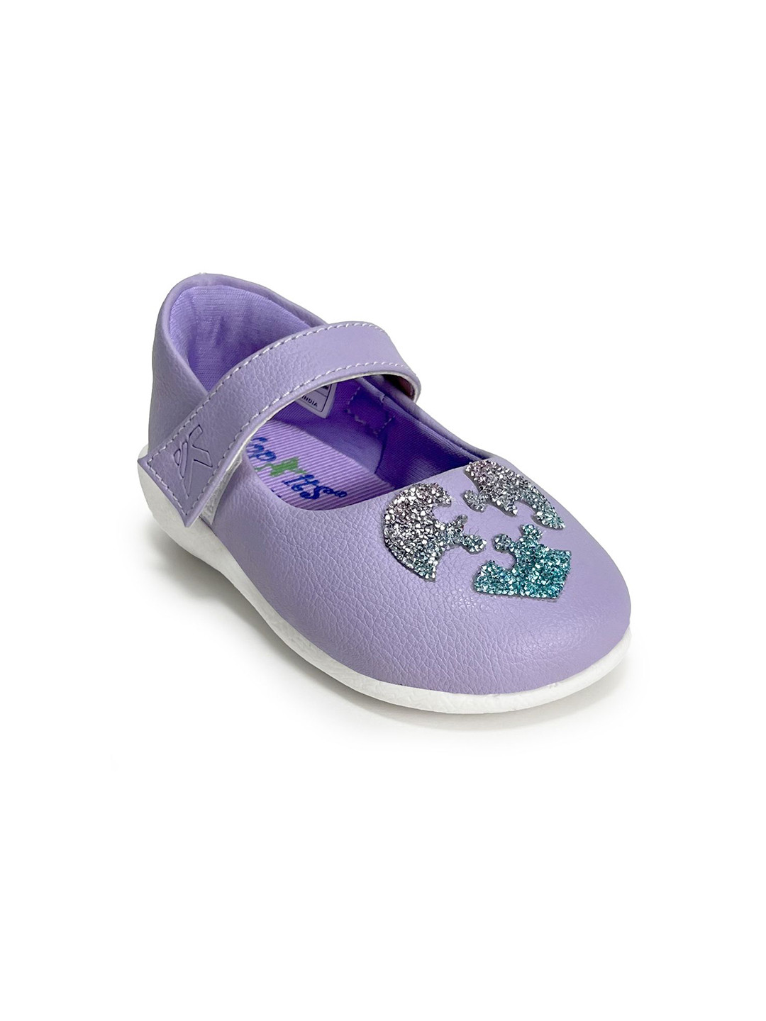 KazarMax Girls KazarMax Hopits Lavender with Glitter Heart Mary Jane Shoes