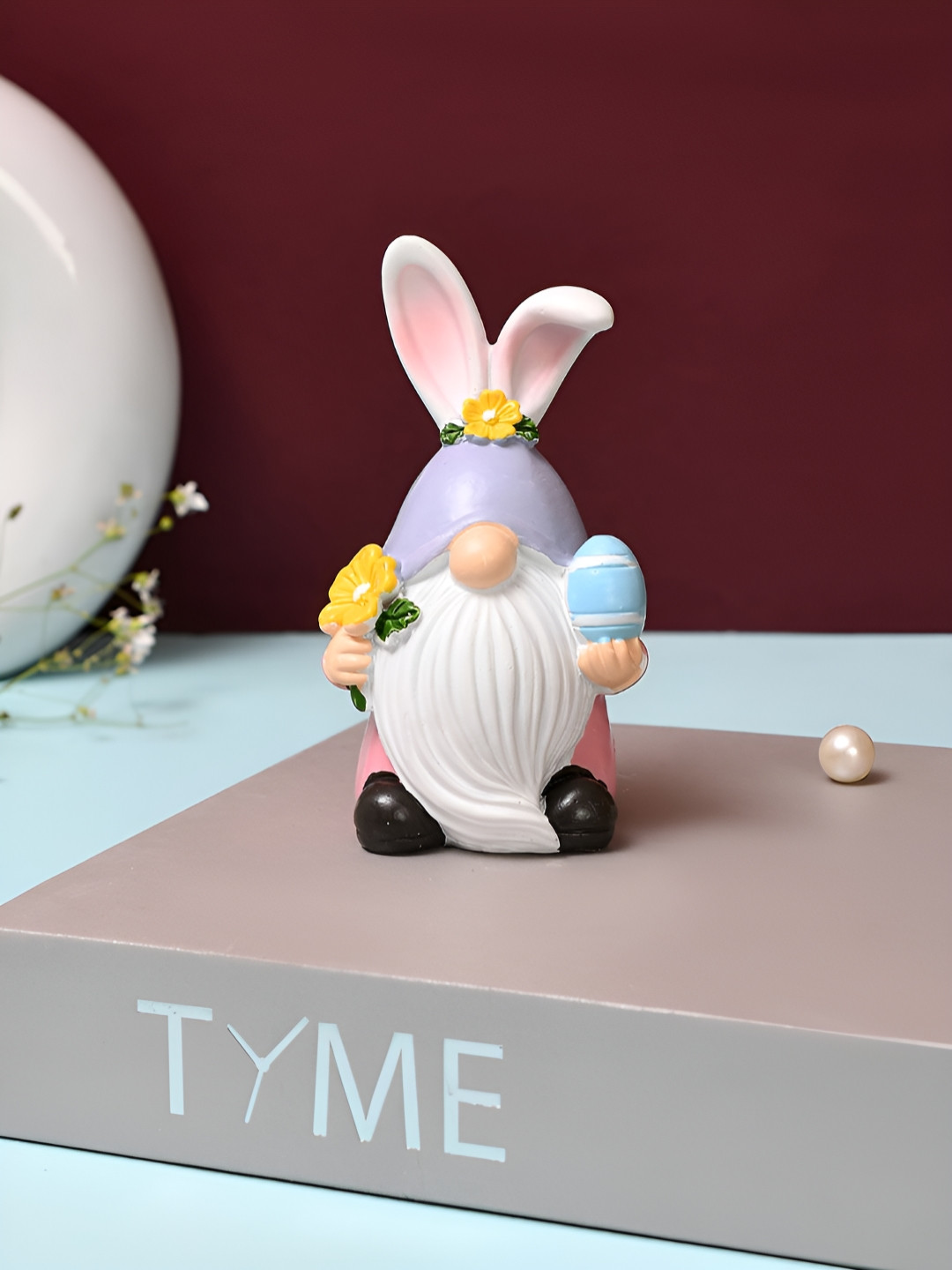 TAYHAA Easter Themed Pink Polyresin Glossy Living Room Small Showpiece - 4.5 Inches