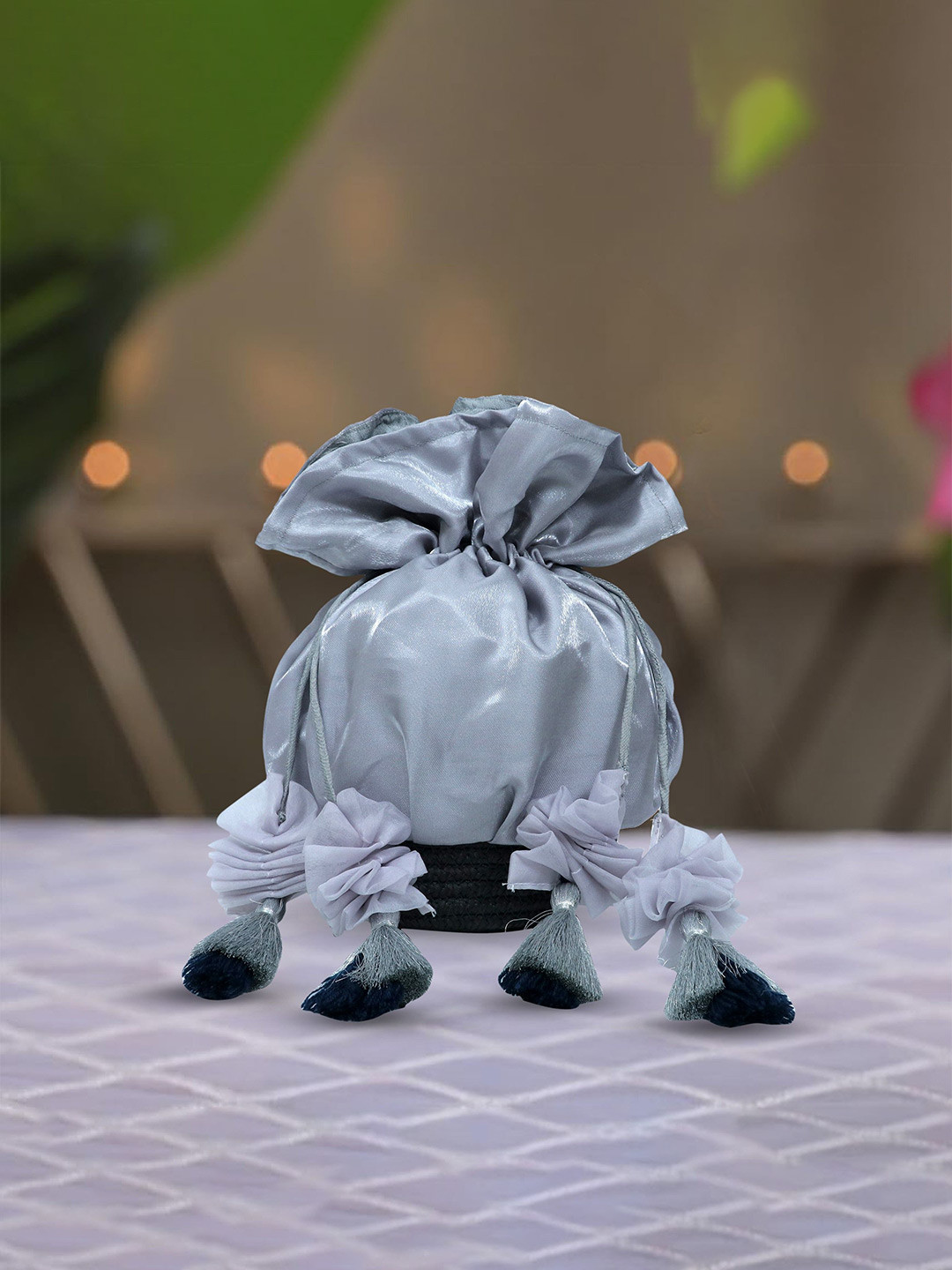 ARIYA Embroidered Trendy Stylish Tassels Potli Bag Clutch