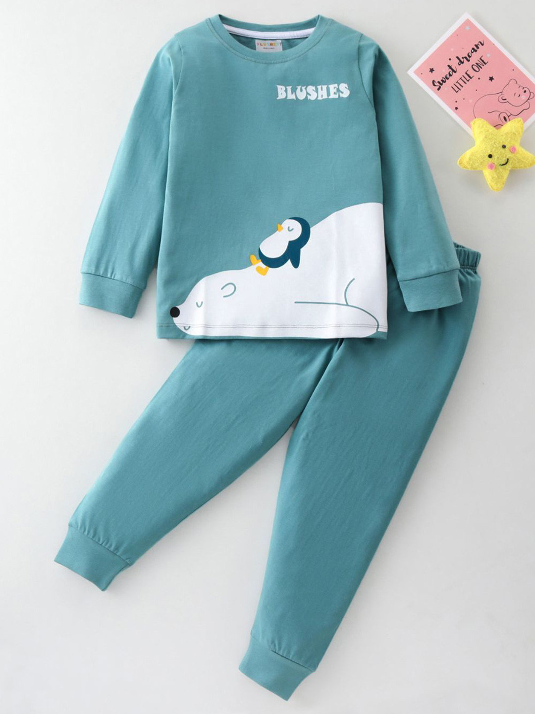 BLUSHES Unisex Kids Printed T-shirt with Pyjamas