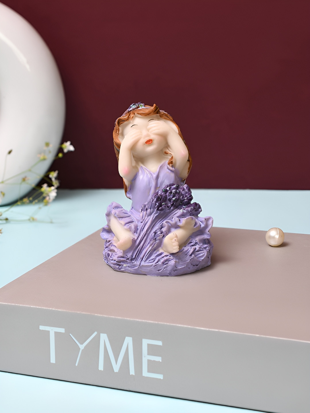 TAYHAA Angel Brown Polyresin Matte Living Room Small Showpiece - 3.7 Inches