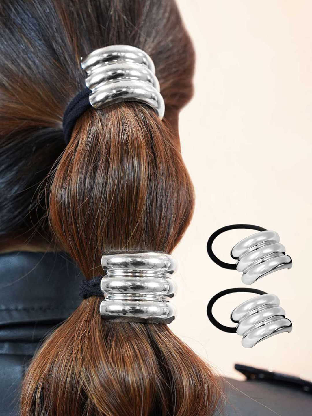 HAIR DRAMA CO. Set of 2 Statement Triple Halo Cuffs Ponytail Holders