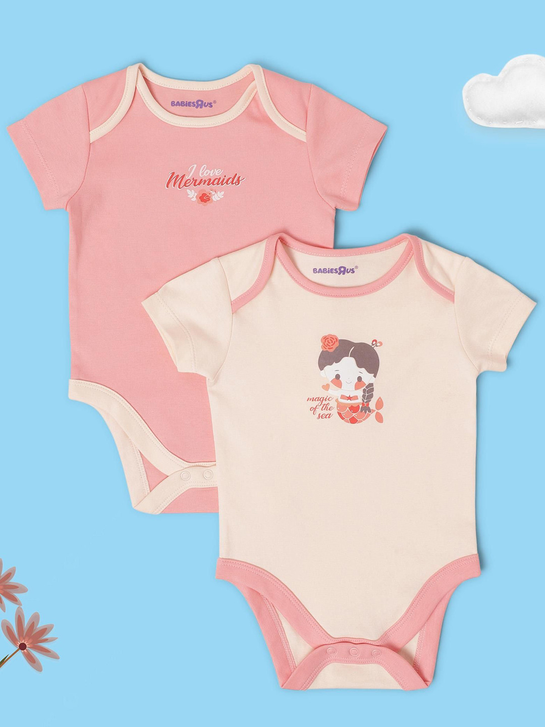 Babies R Us Infant Girls Pack Of 2 Printed Cotton Bodysuit