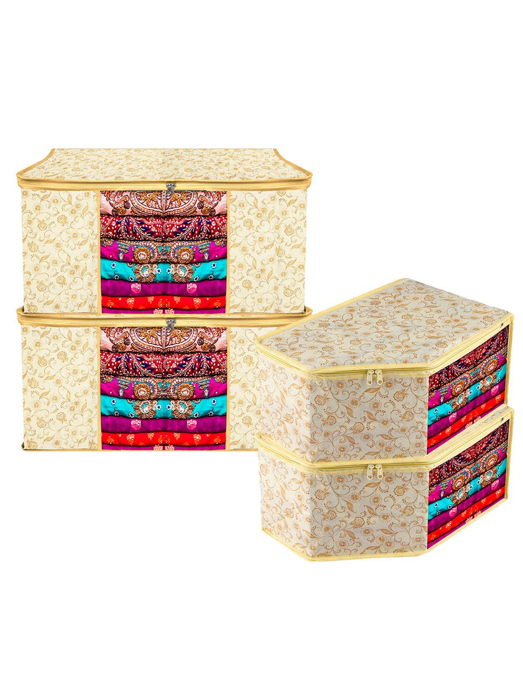 Kuber Industries Cream-Coloured Set of 4 Regular Multi-Utility Organisers
