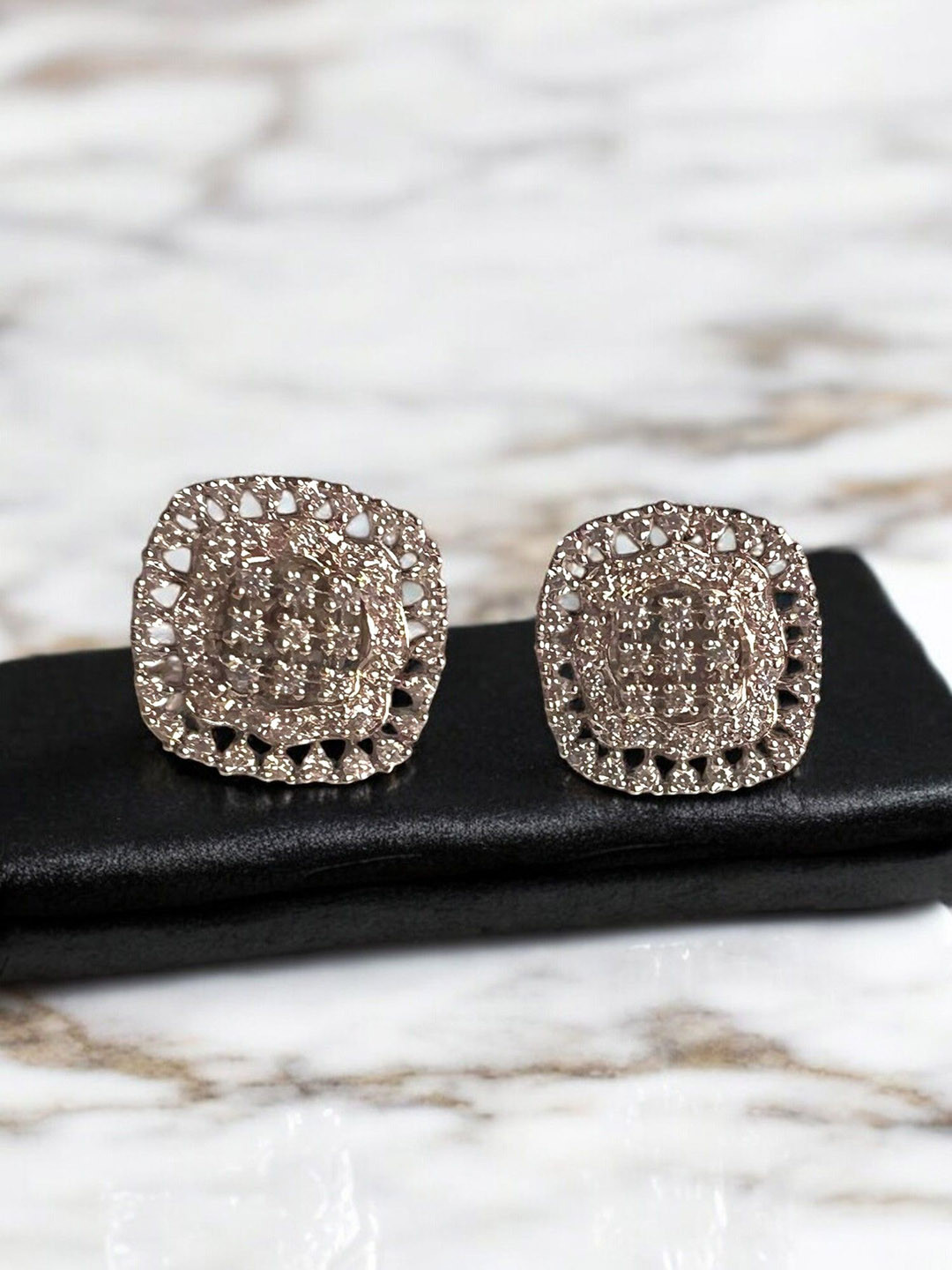 VOGUE BY RITU Artificial Stones Studded Square Shaped Studs