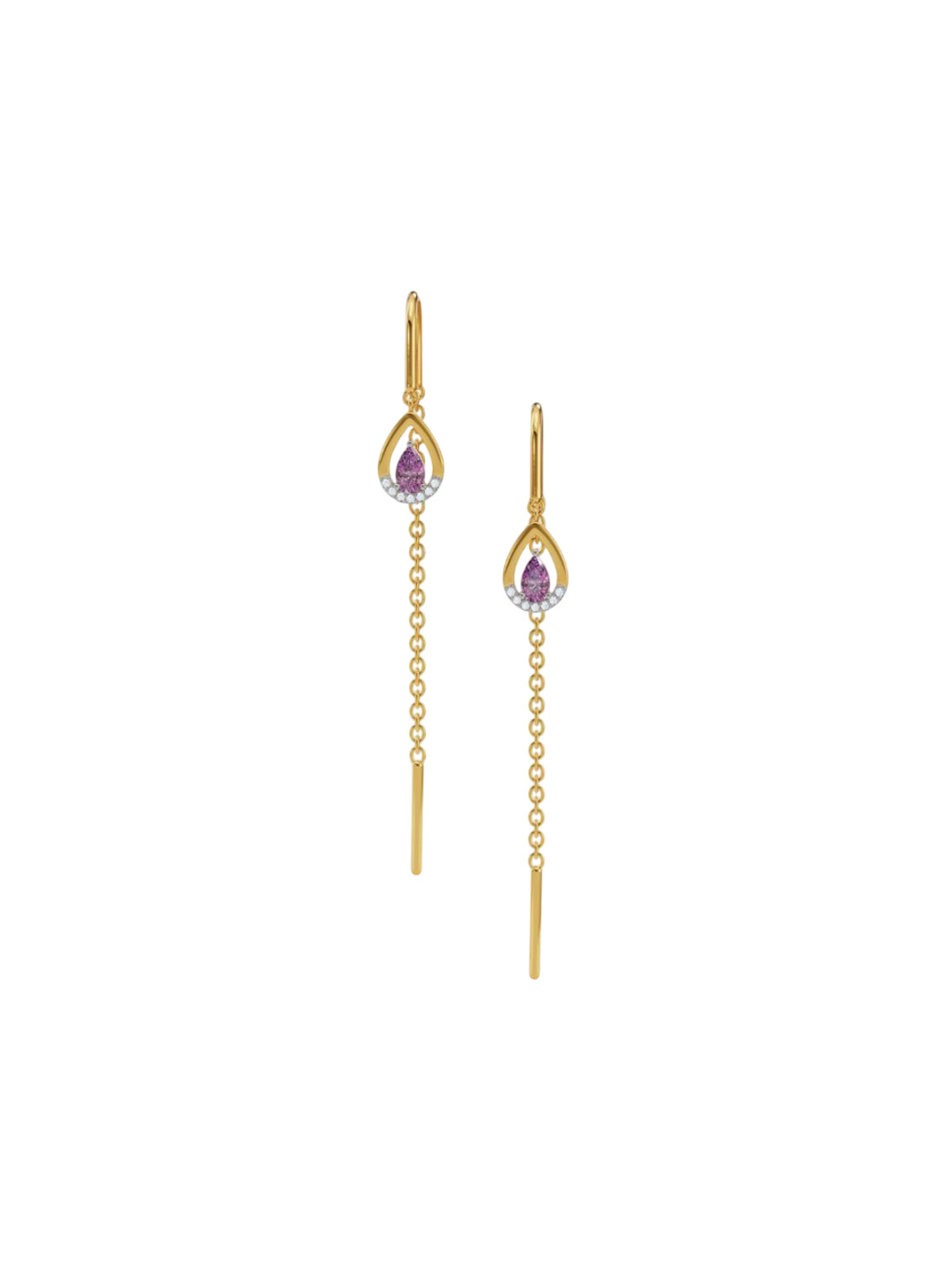 Emori Purple Gemstone Suidhaga Lab Diamond Earring in 18KT Gold