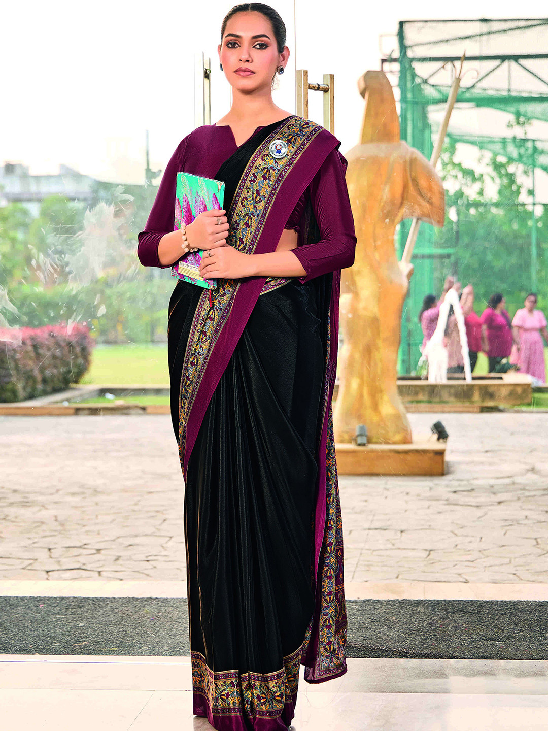 KCPC BANDHANI Woven Design Printed Border Saree