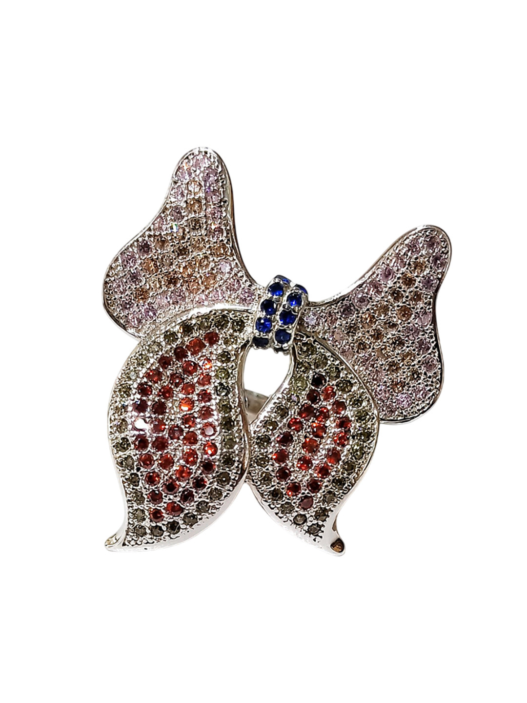 Shubhamkriti Jewels Since 1999 925 Sterling Silver Rhodium-Plated CZ Studded Finger Ring