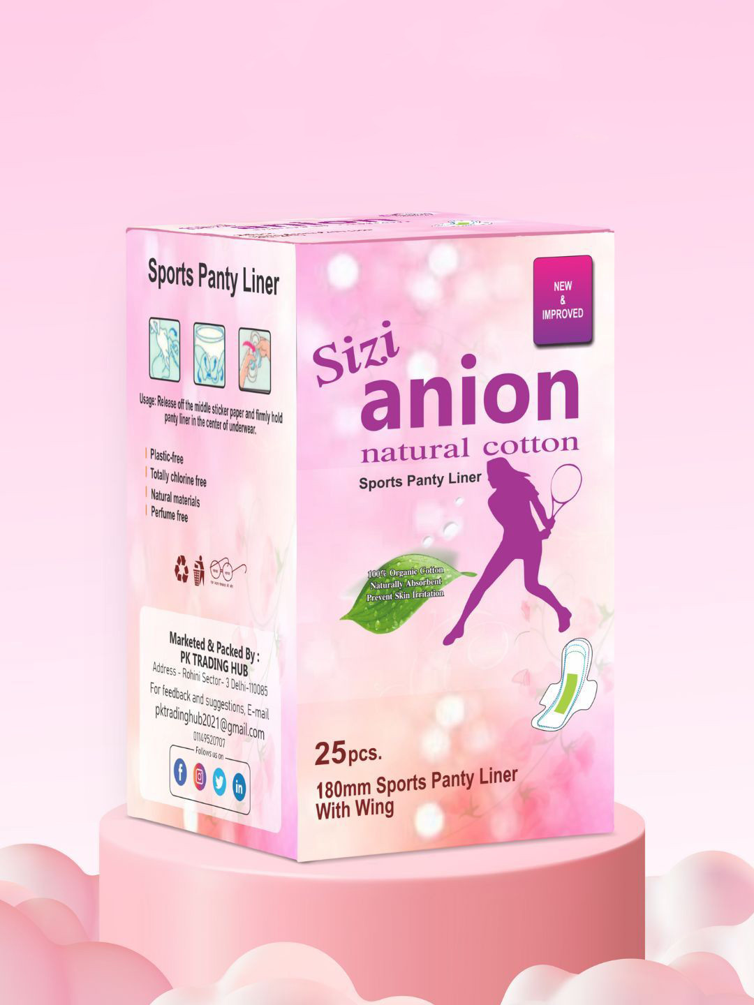 Sizi 25 Pcs Super Absorbency Organic Cotton Ultra Thin Panty Liners