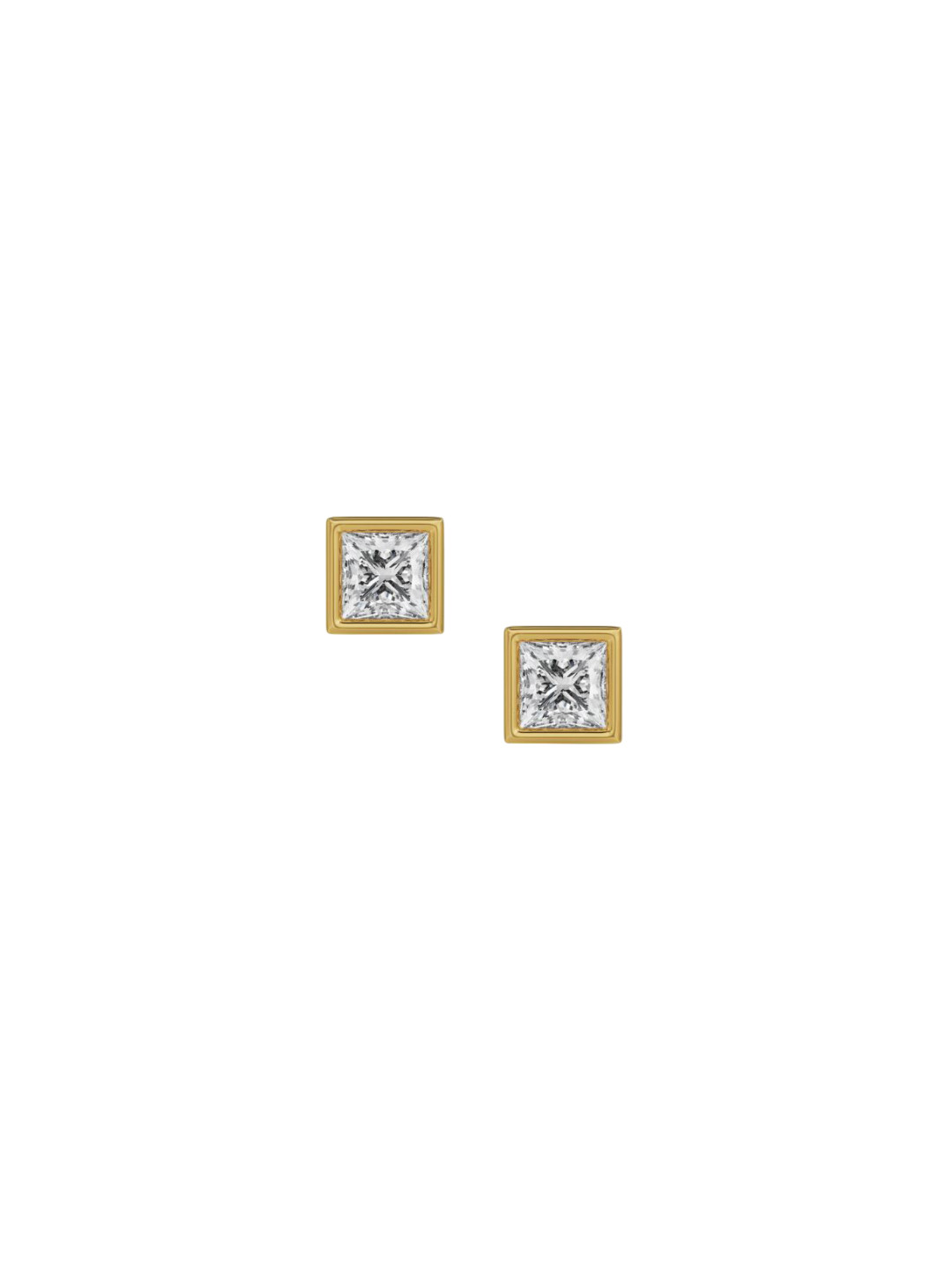 Emori 0.5 CT Bezel Princess Solitaire Lab Diamond in 14KT Gold Earring