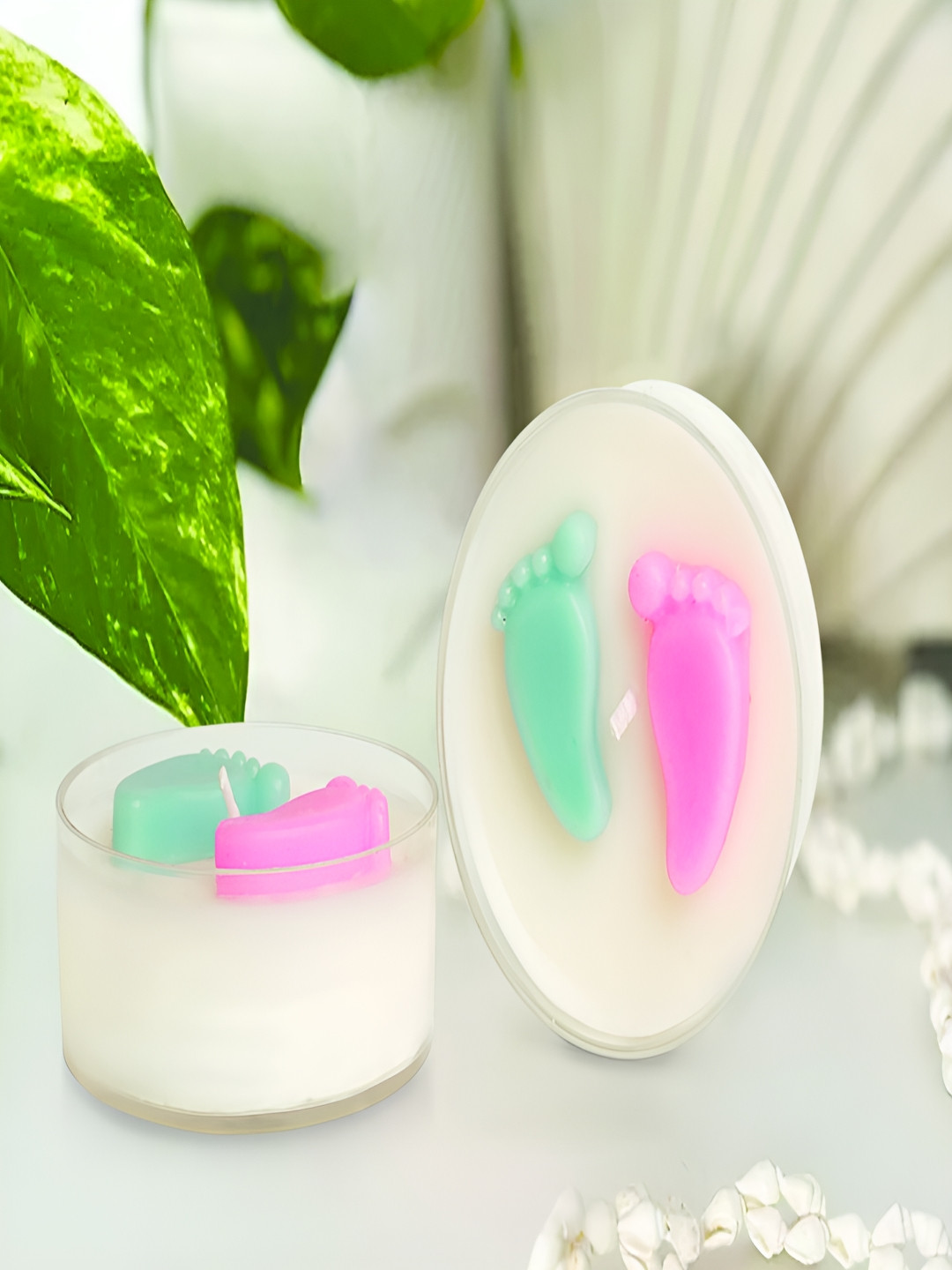 PROKART Baby Feet 2Pcs Smokeless 1 Wick Scented Solid Round Regular Jar Candles