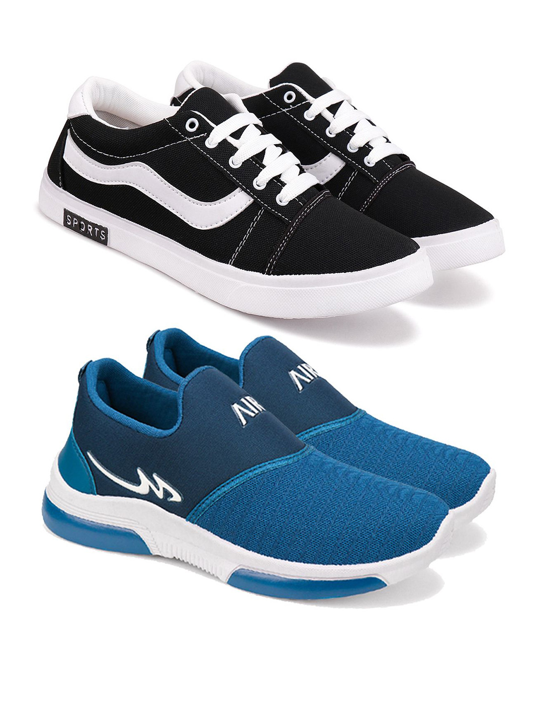 World Wear Footwear Men Pack Of 2 Mesh Running Non-Marking Shoes