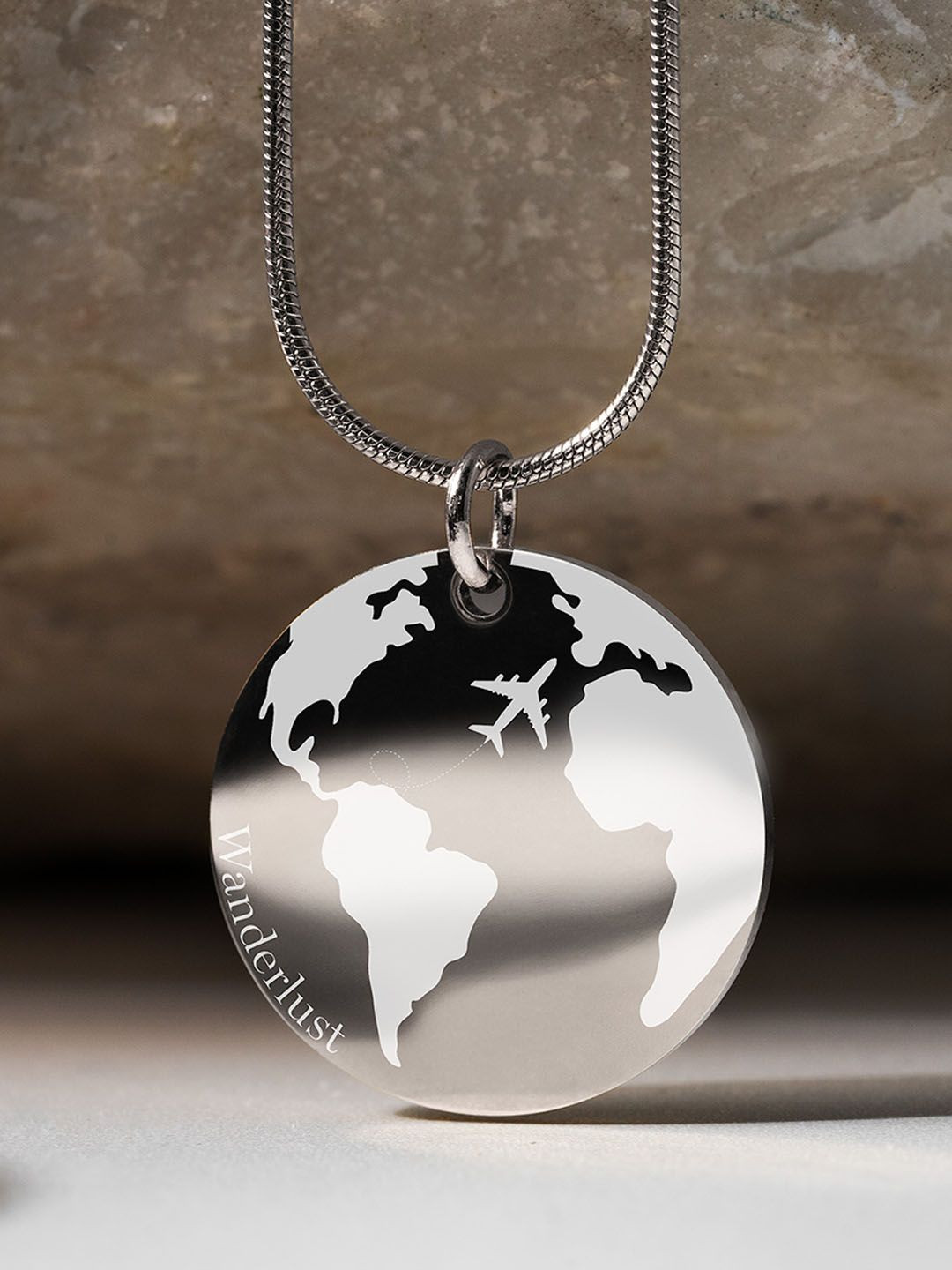 Mesmerize Silver-Plated Wanderlust Circle Pendant With Chain