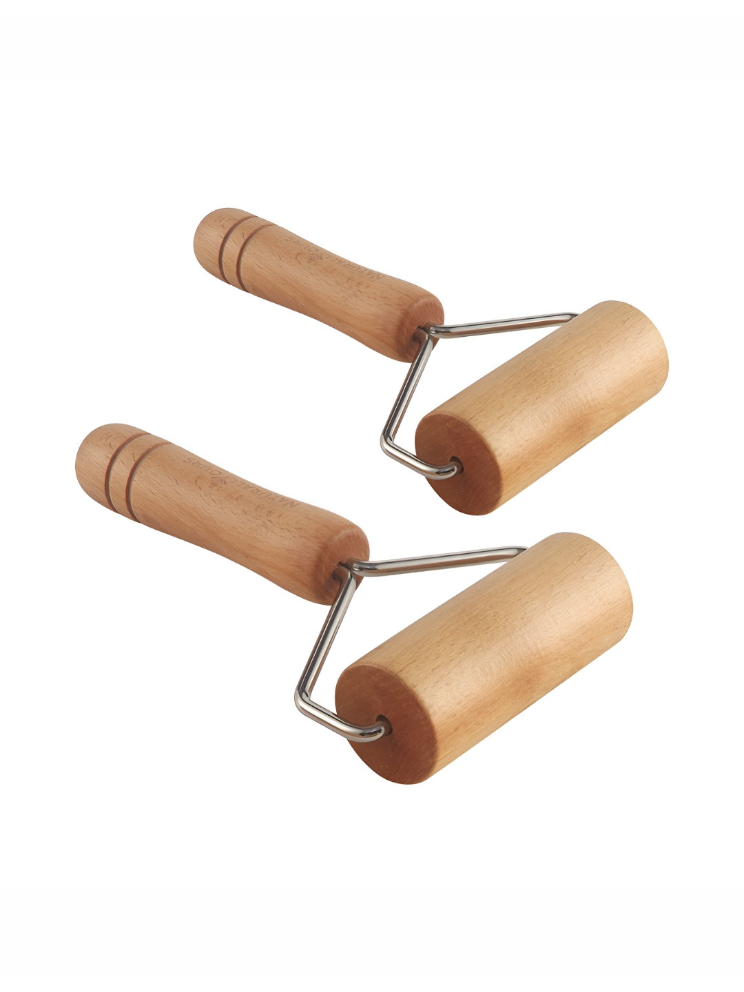 NATURALLY YOURS Set of 2 Brown Steel Pizza Roller