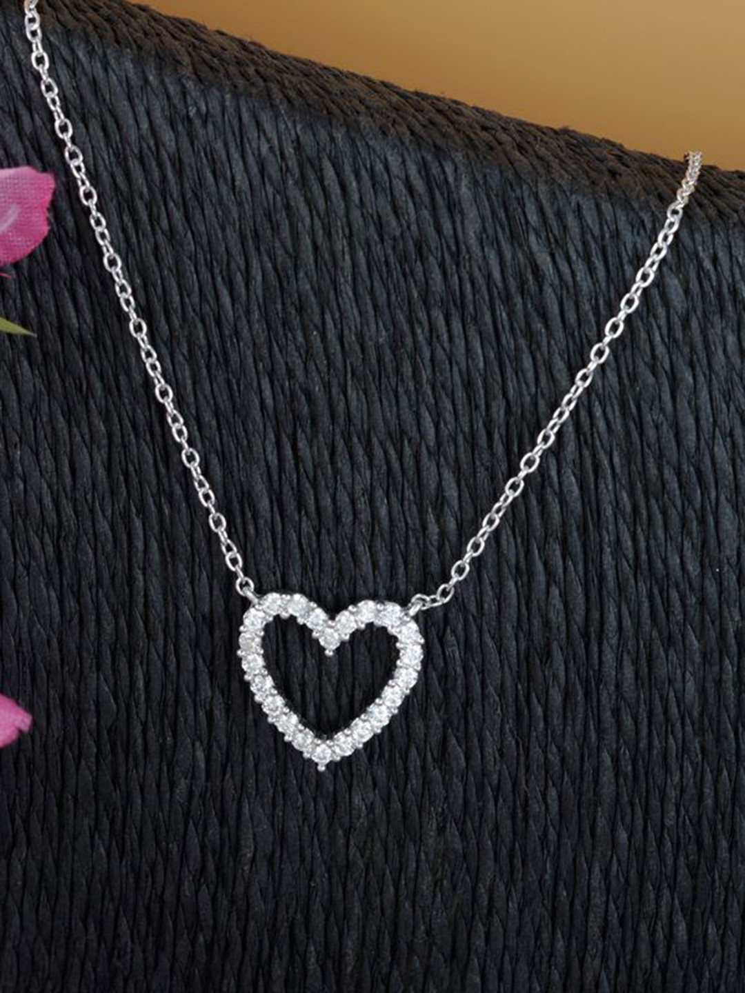 Tuanz Silver Jewelry 925 Sterling Silver Rhodium-Plated Artificial Stones Studded Chain