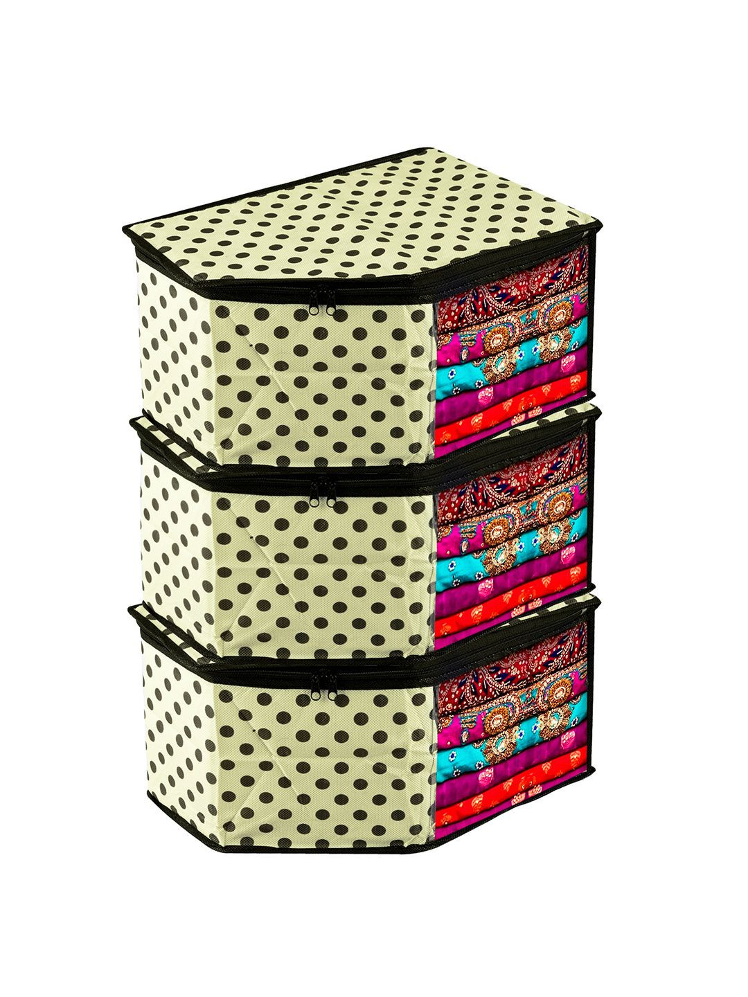 Kuber Industries Cream-Coloured Set of 3 Regular Multi-Utility Organisers