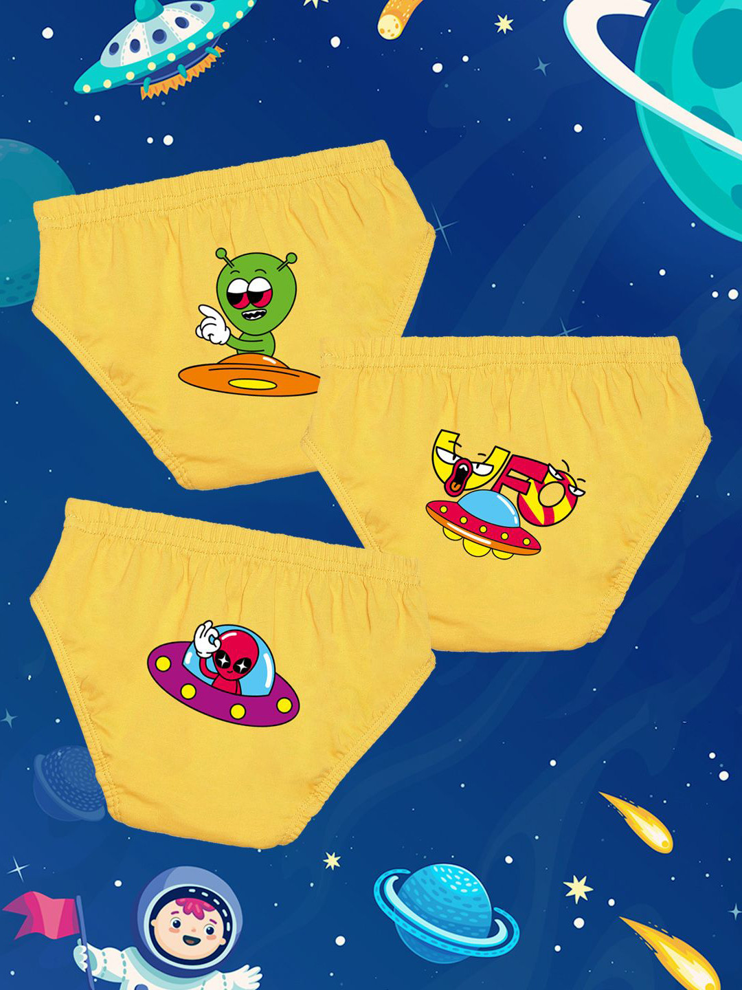 NUSYL Boys Pack Of 3 Printed Cotton Mid Rise Basic Briefs - NUBCBRFPO3.0146