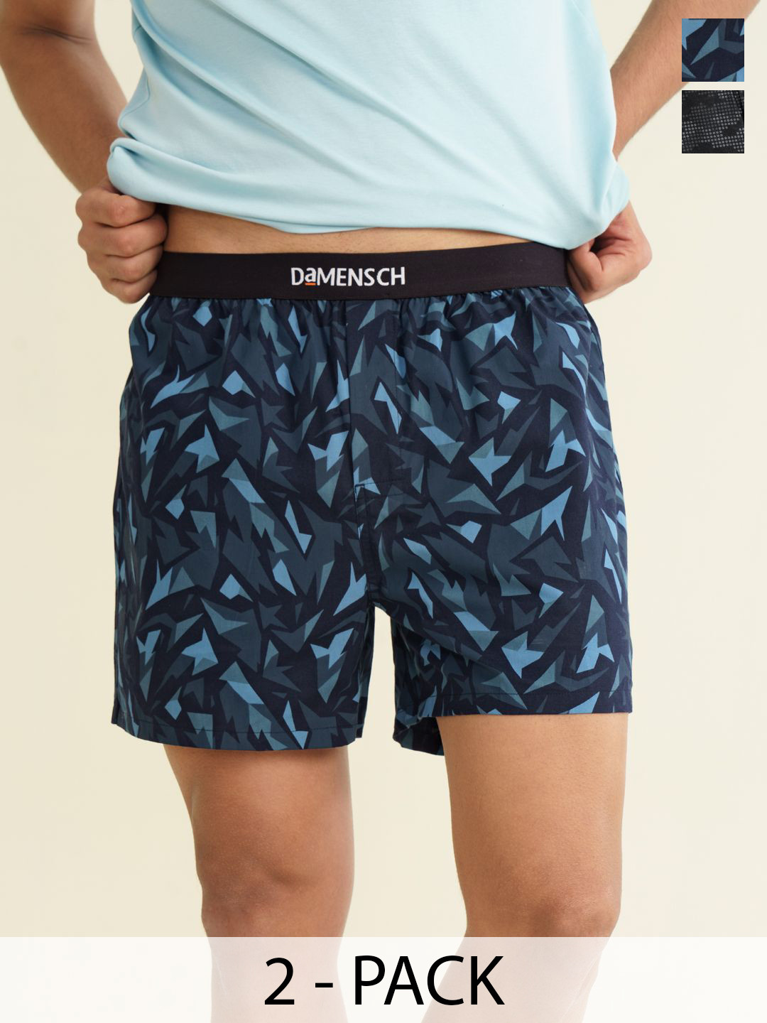 DAMENSCH Pack Of 2 Printed Pure Cotton Mid Rise Ultra-Light Boxers BS1002-MX2254