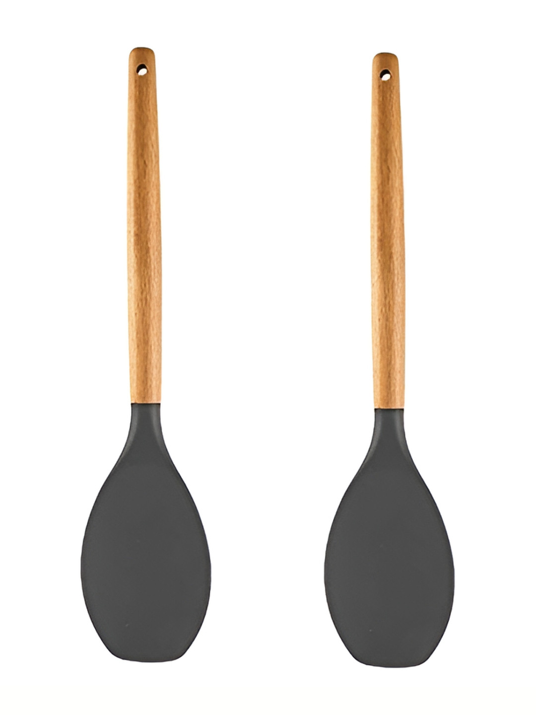 Baskety Grey 2 Pieces Wooden Handle Spoon Spatula