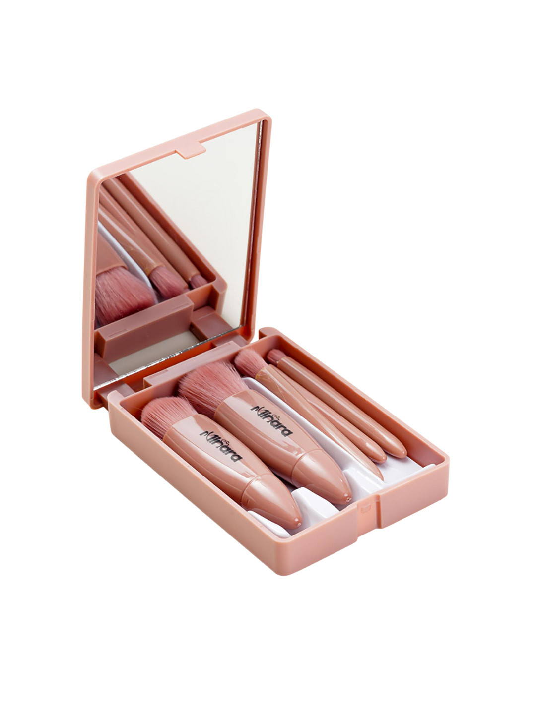 MINARA Set Of 5 Makeup Brush Set With Mirror Box- Nude
