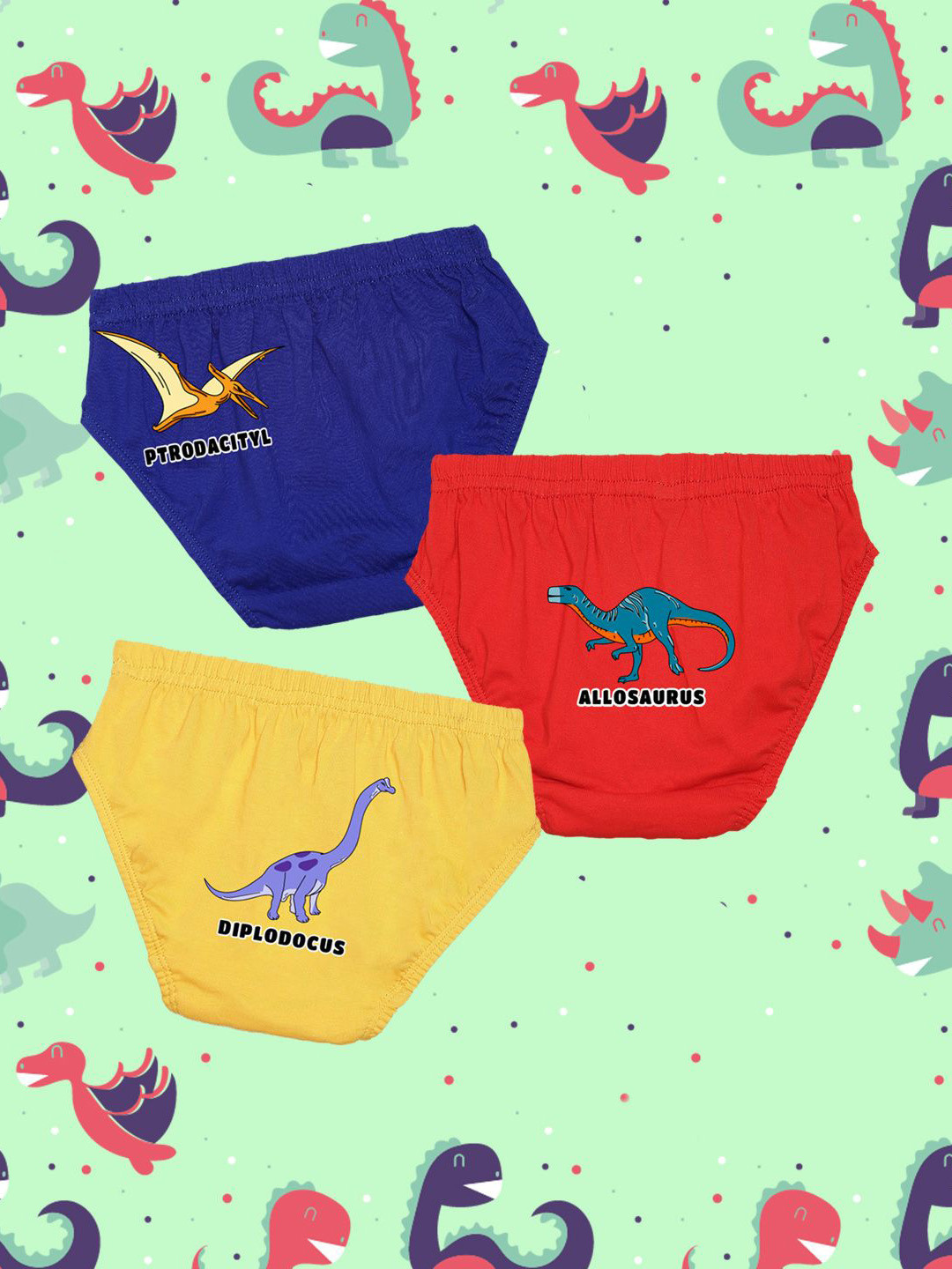 NUSYL Boys Pack Of 3 Printed Mid Rise Cotton Basic Briefs - NUBCBRFPO3.0121