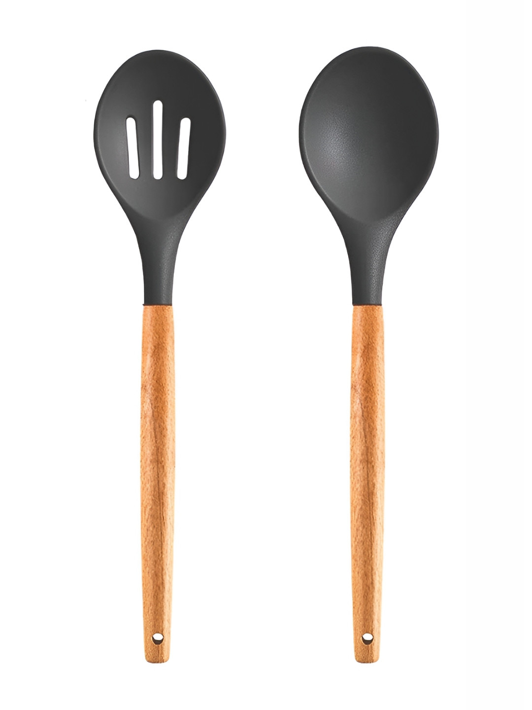 Baskety Grey & Brown 2 Pieces Serving Spoon And Slotted Spoon