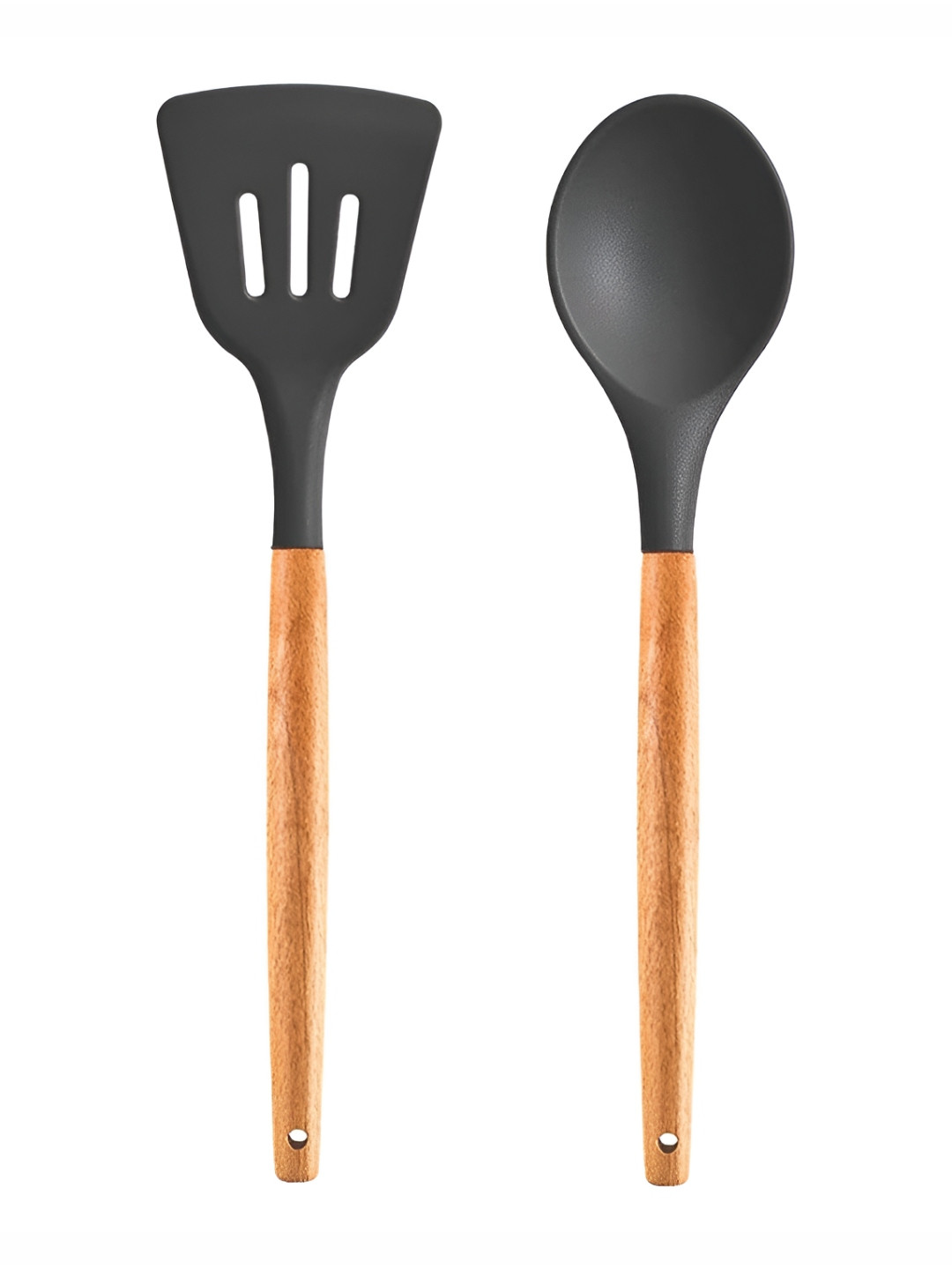 Baskety Grey 2 Pieces Serving Spoon And Slotted Turner