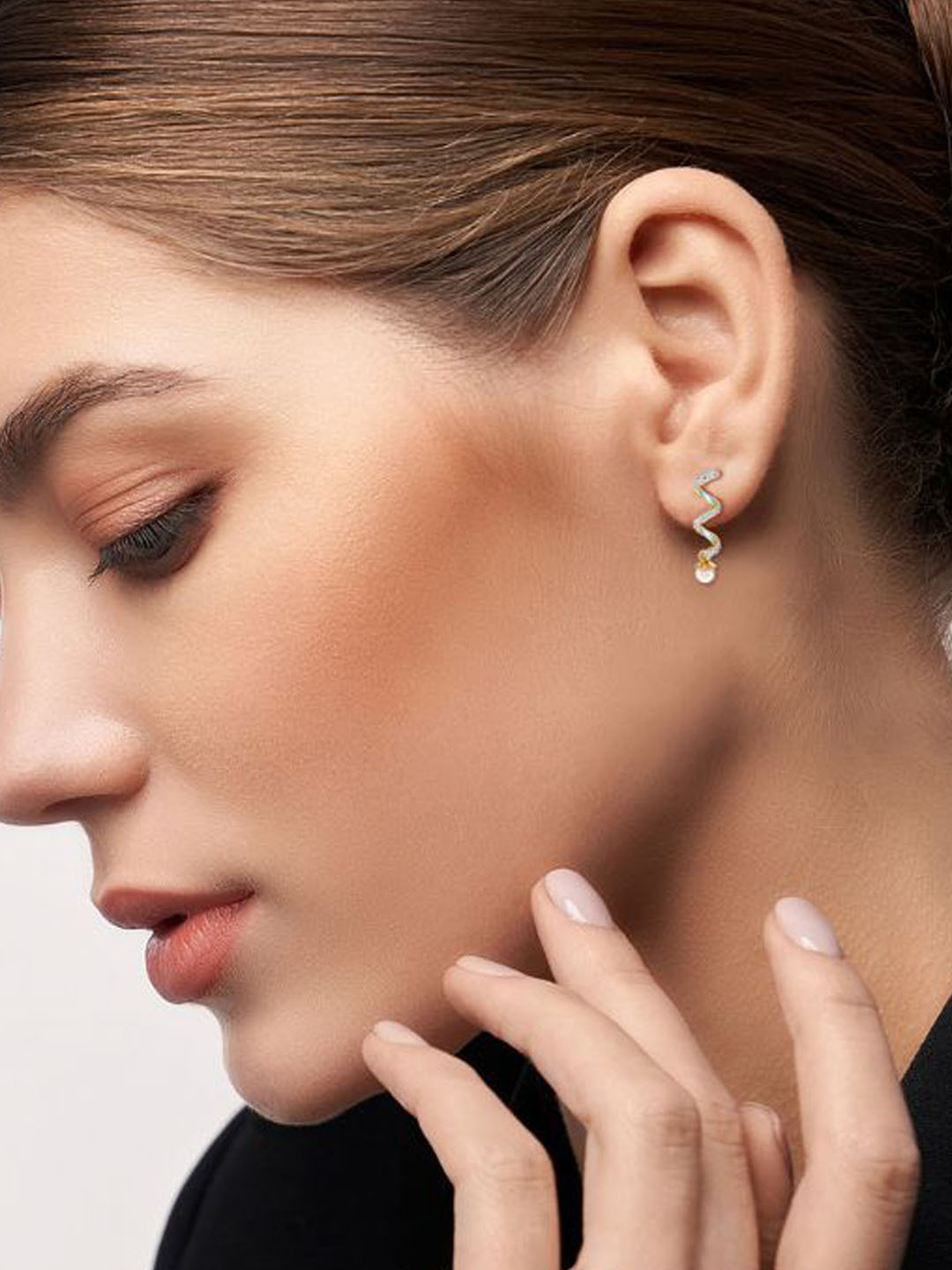 Emori Pearl Teardrop Lab Diamond Earring in 18KT Gold