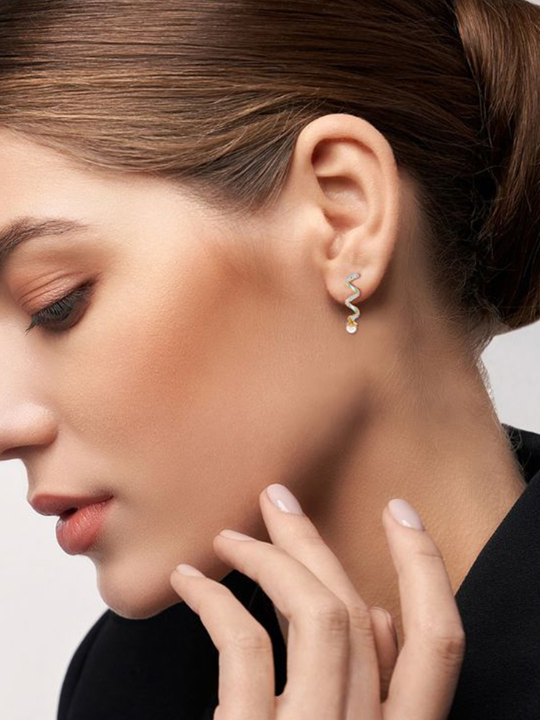 Emori Pearl Teardrop Lab Diamond in 14KT Gold Earring