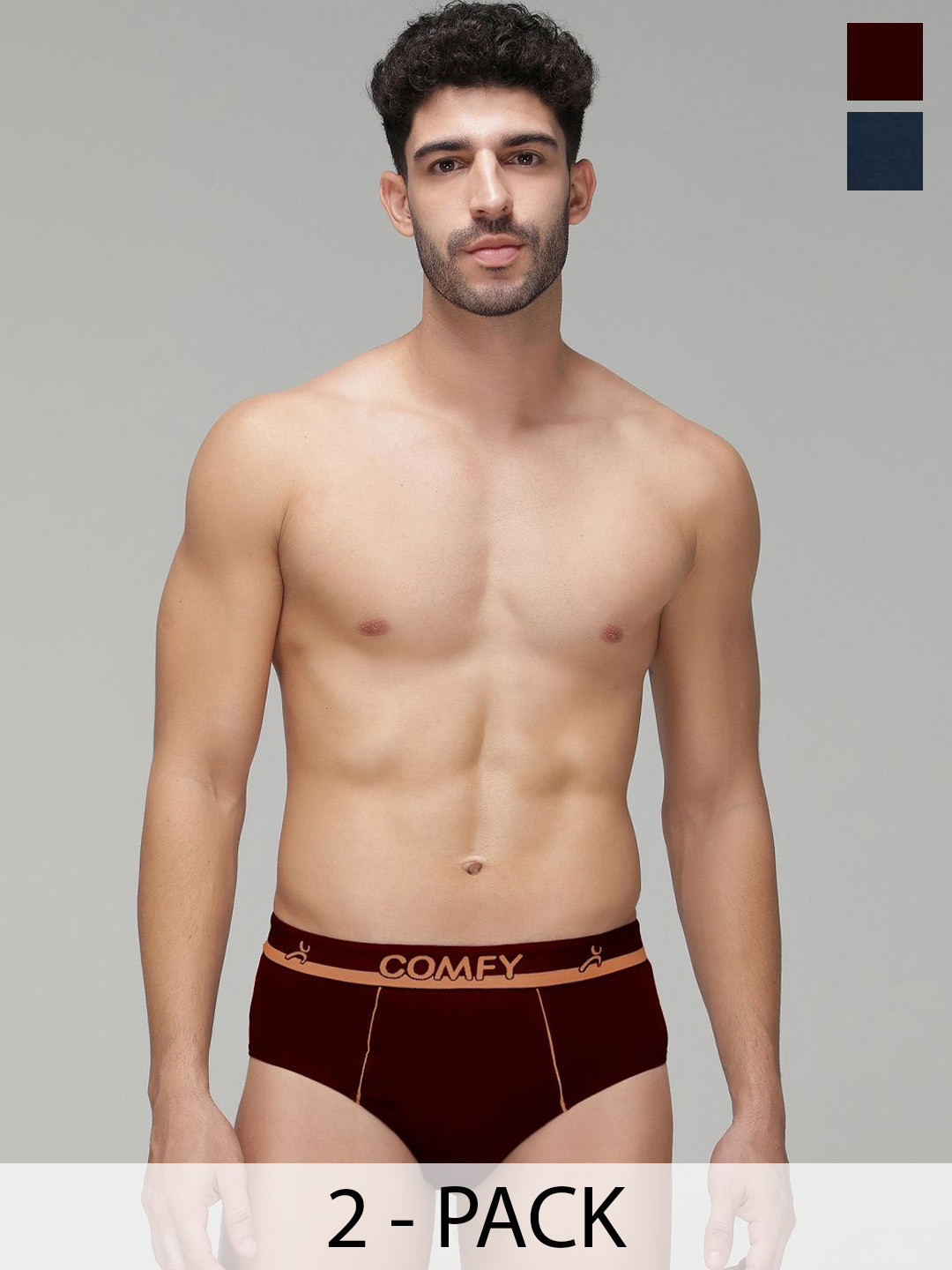 AMUL COMFY Men Pack Of 2 Pure Cotton Mid-Rise Basic Briefs AC-CBRIOE-CB-AF-XL-2PC