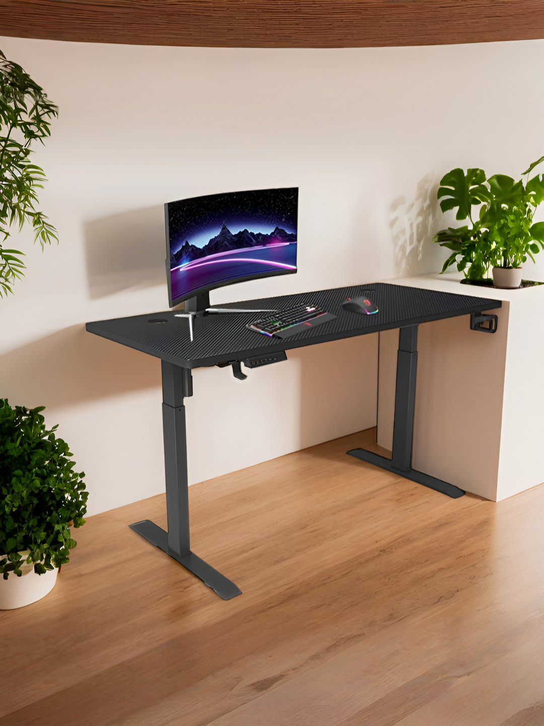 The Better Home Black Electric Height Adjustable Gaming Desk Study Table