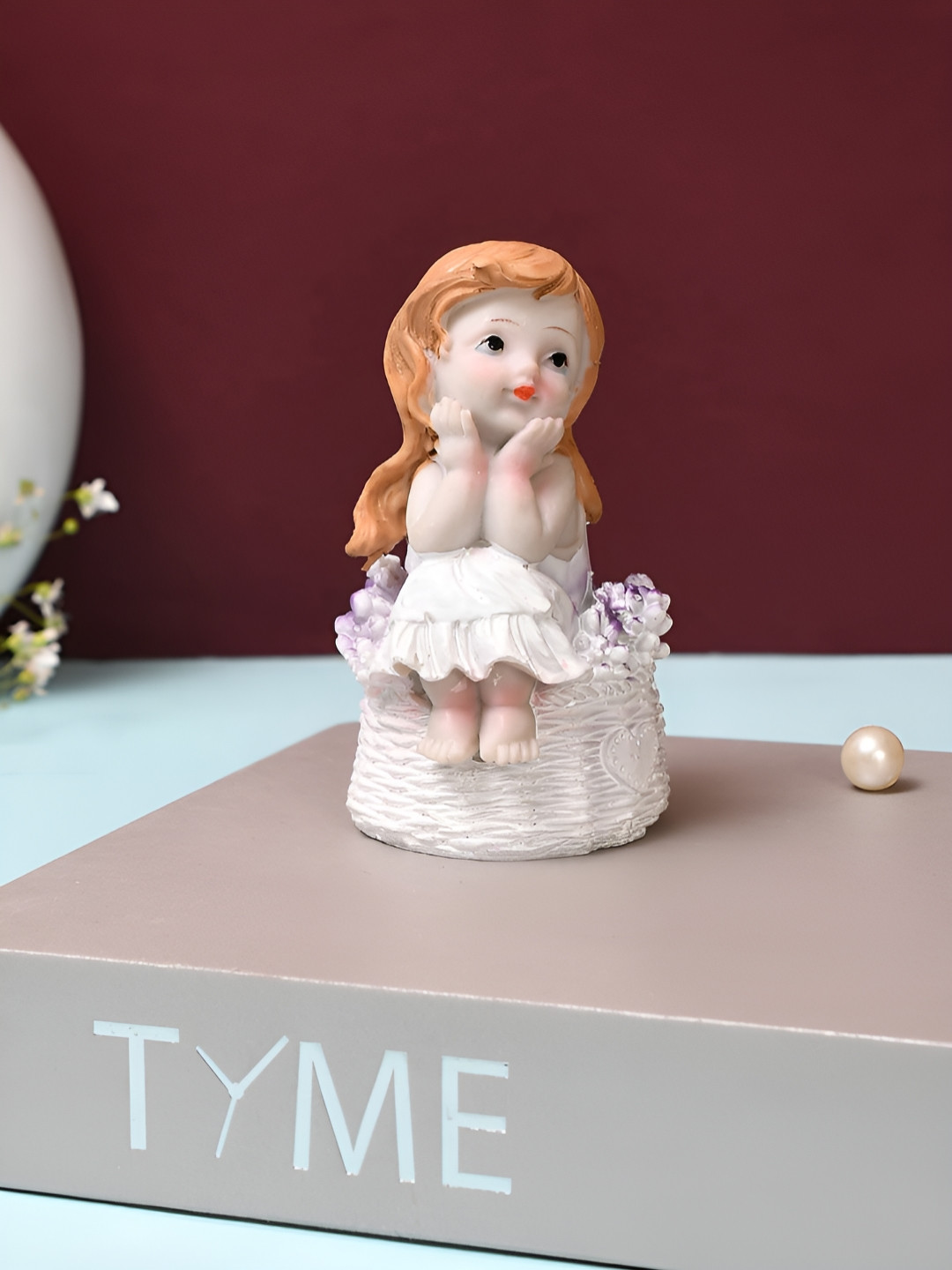 TAYHAA Adorable Little Girl Brown Polyresin Matte Living Room Small Showpiece - 4.1 Inches
