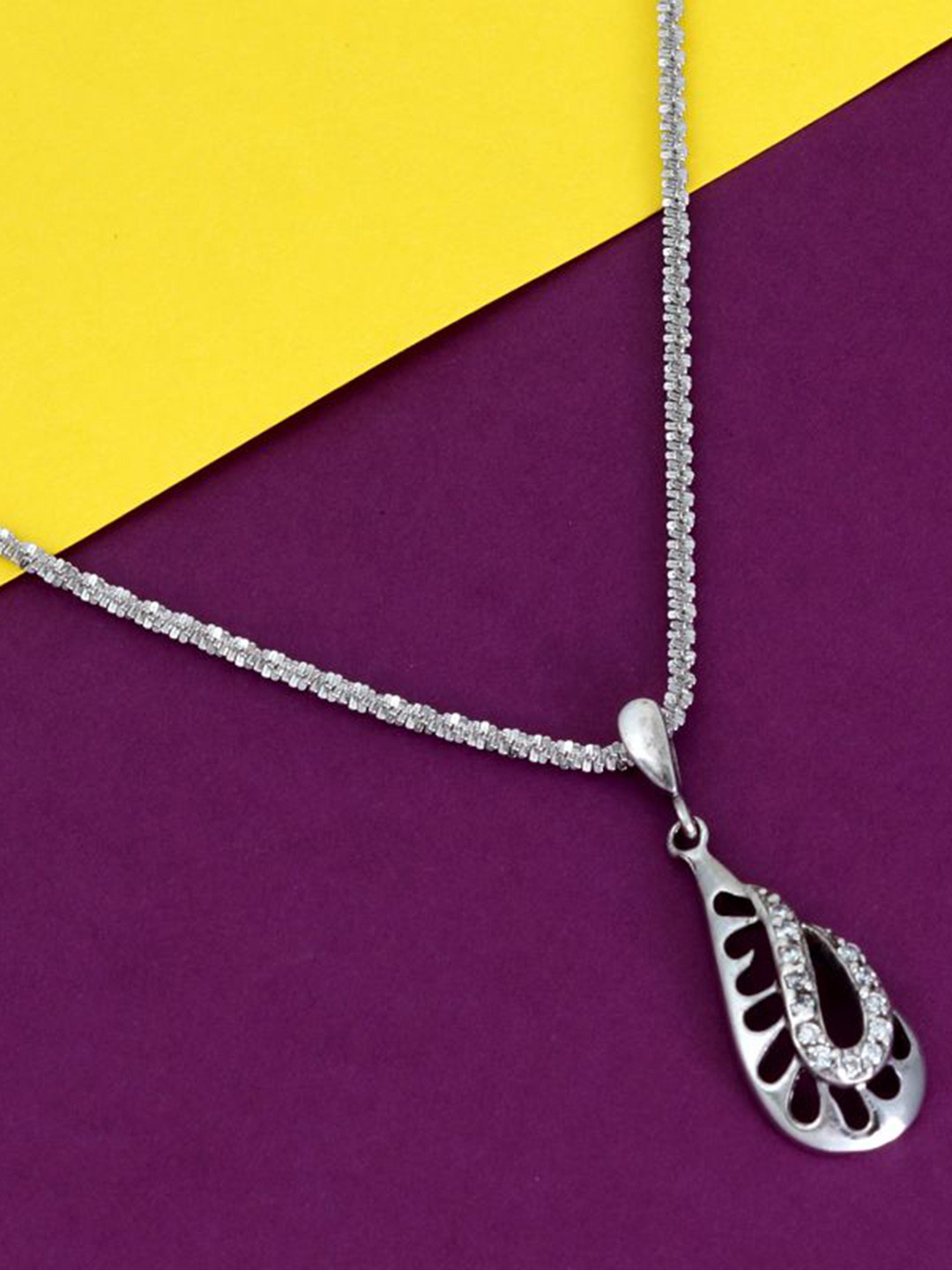 Tuanz Silver Jewelry Razz Matazz 925 Sterling Silver Rhodium-Plated Pendant With Chain