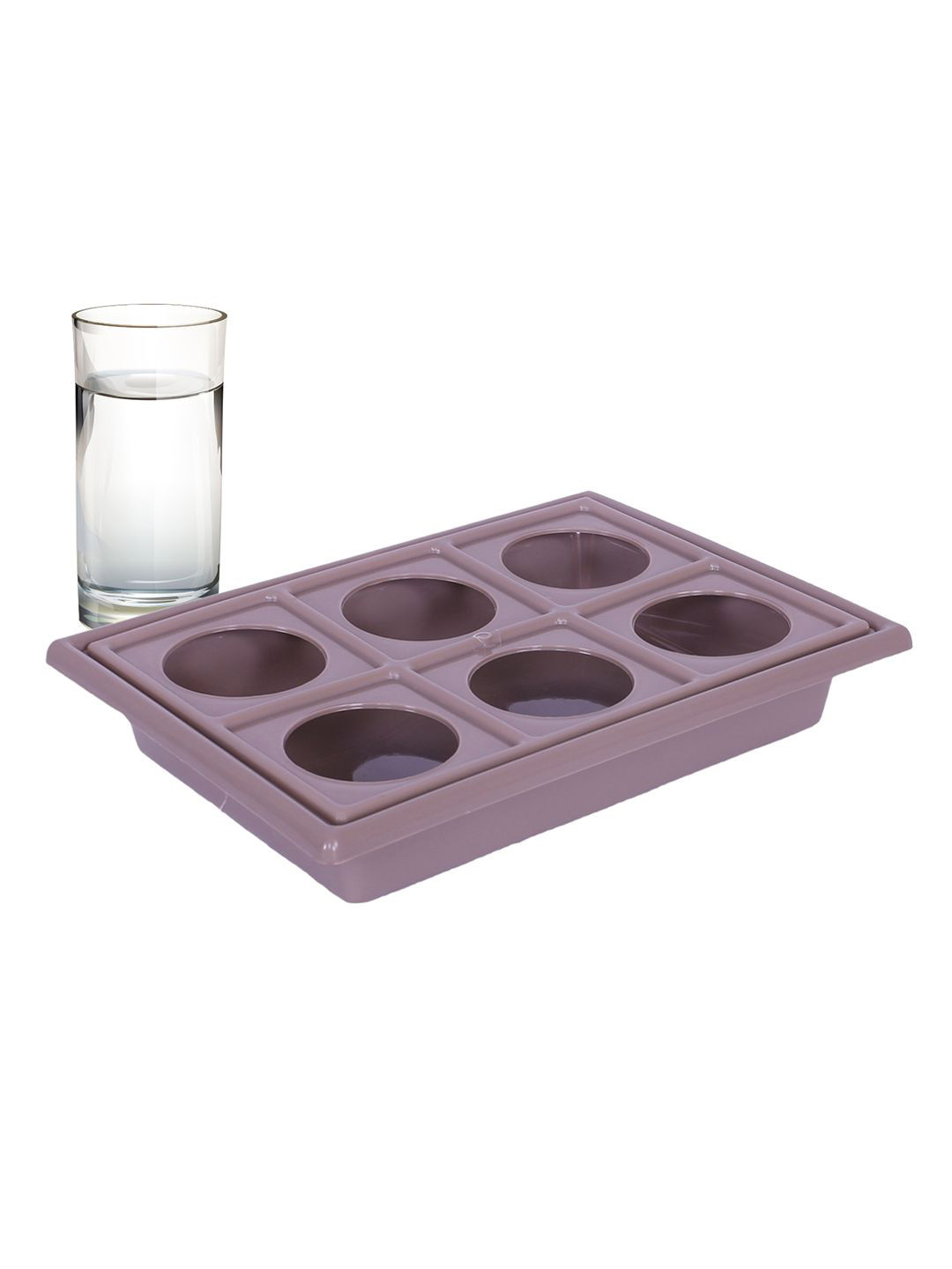 Kuber Industries Brown Serving Tray With 6 Glass Slots