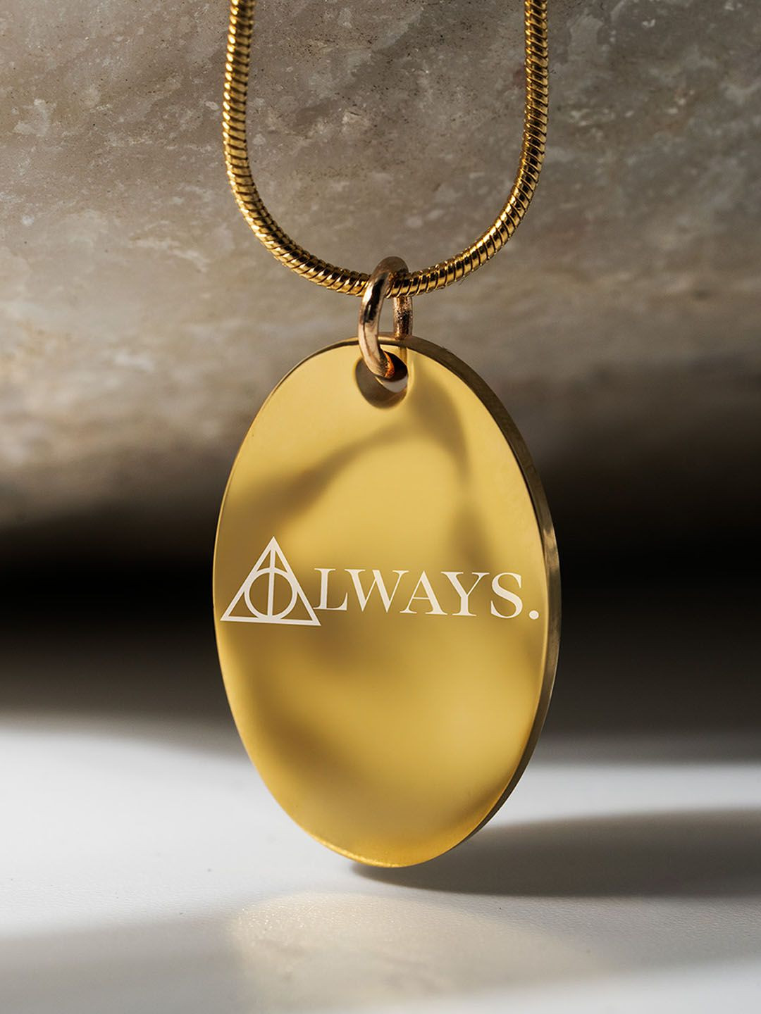 Mesmerize Gold Plated Oval Shape Pendant With Chain