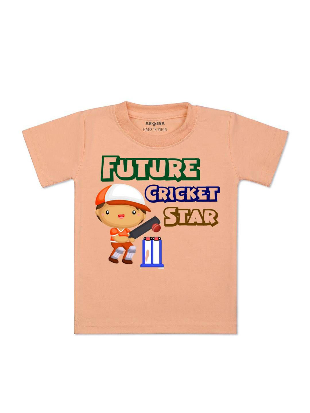 Arvesa Kids Graphic Printed Future Cricket Star Printed Tshirt