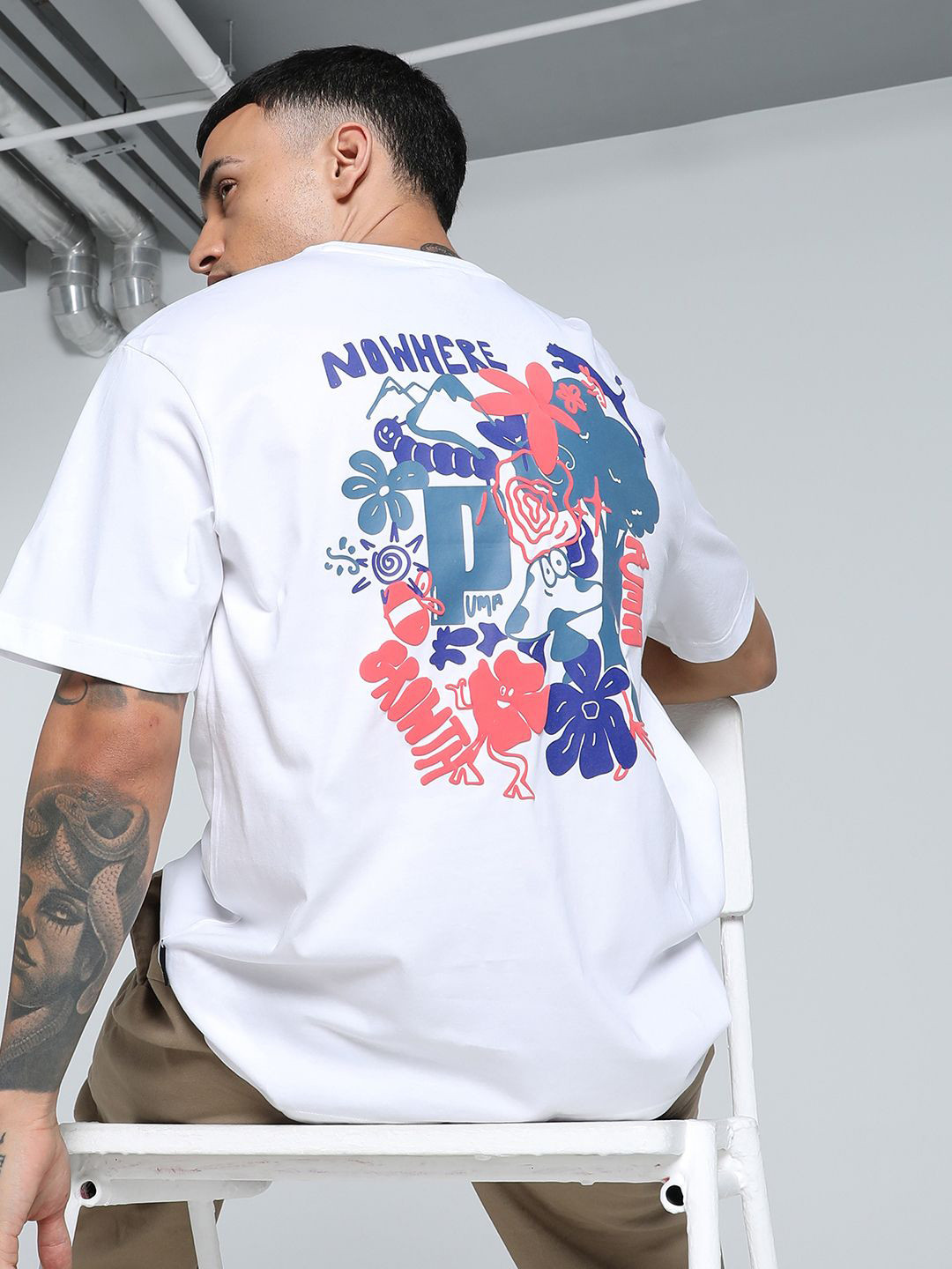 Puma Graphics Growth Printed Pure Cotton Relaxed Fit Short Sleeve T-Shirt