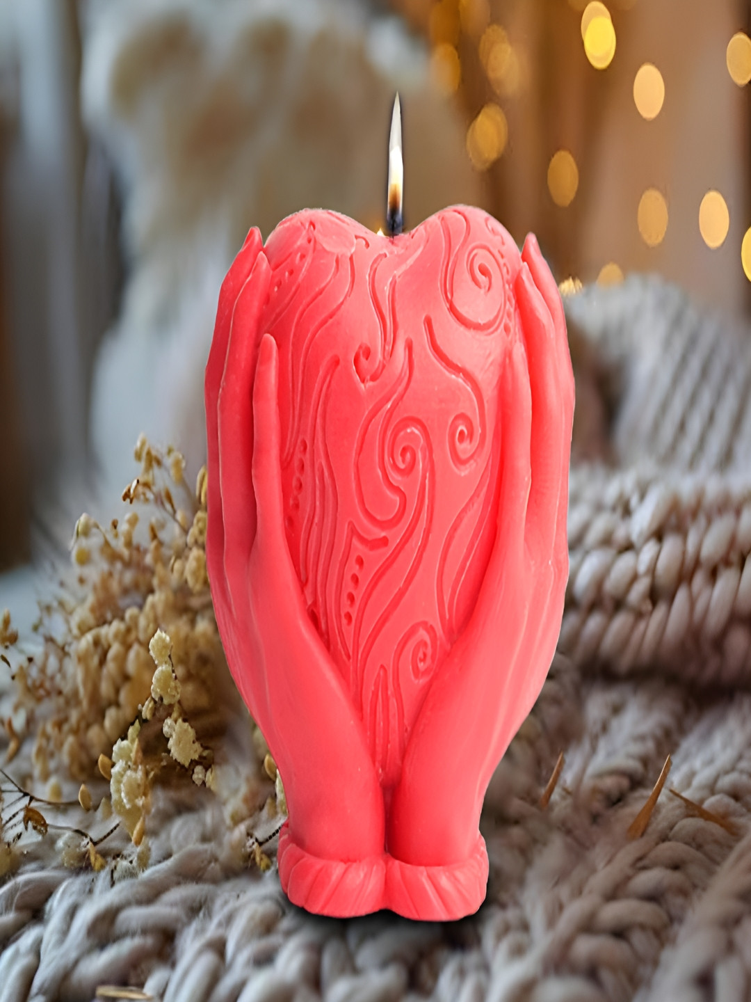 PROKART Heart Holding Smokeless 1 Wick Scented Solid Regular Jar Candles