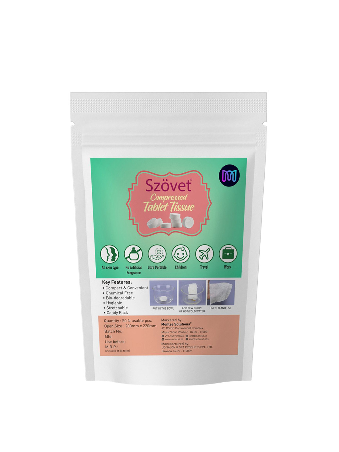 SZOVET Magic Coin Compressed Facial Tablet Tissue Wipes Napkin 50 Pieces