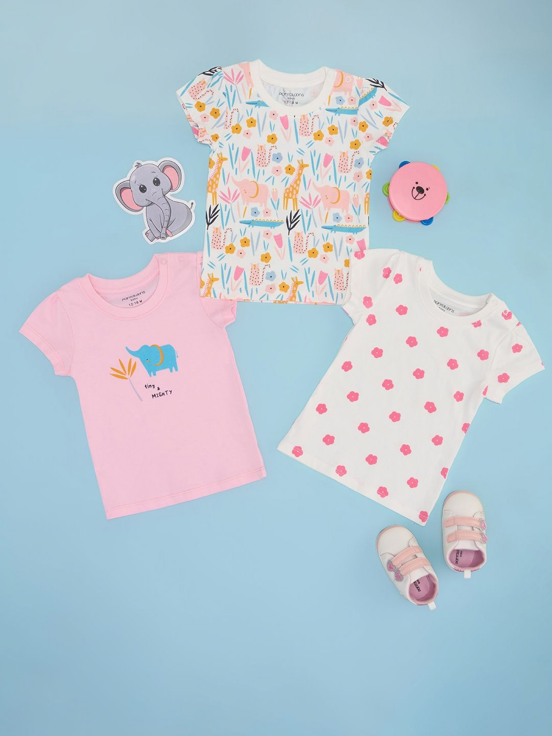 Pantaloons Baby Girls 3 Applique T-shirt