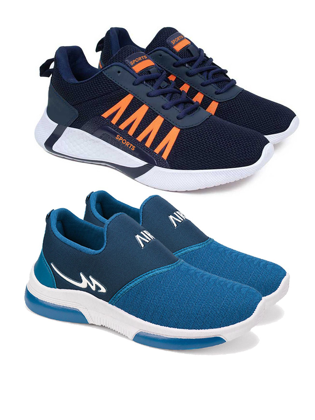 World Wear Footwear Pack Of 2 Men Mesh Running Non-Marking Shoes