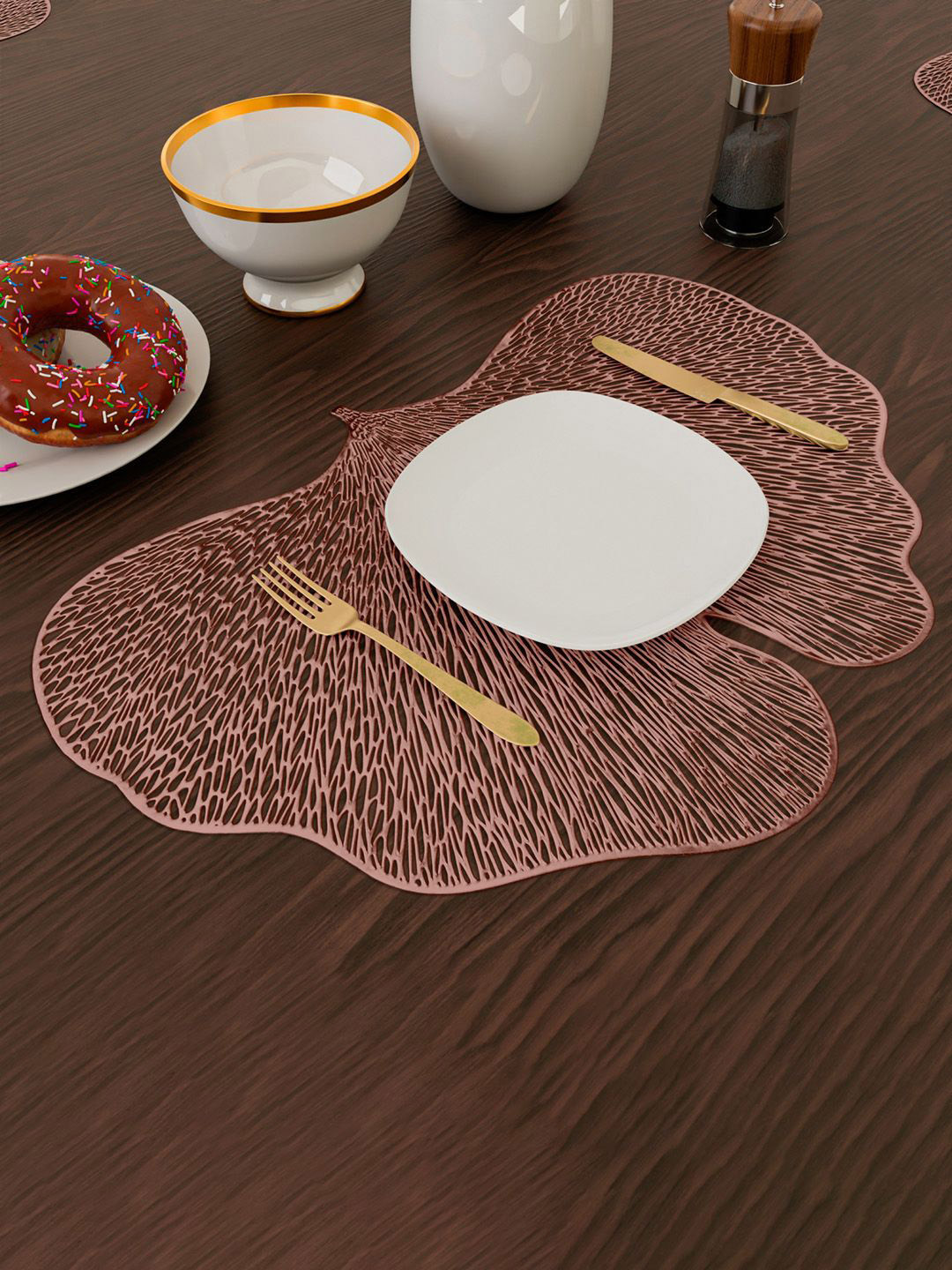 Kuber Industries Copper Toned 2 Pieces Textured Table Mats