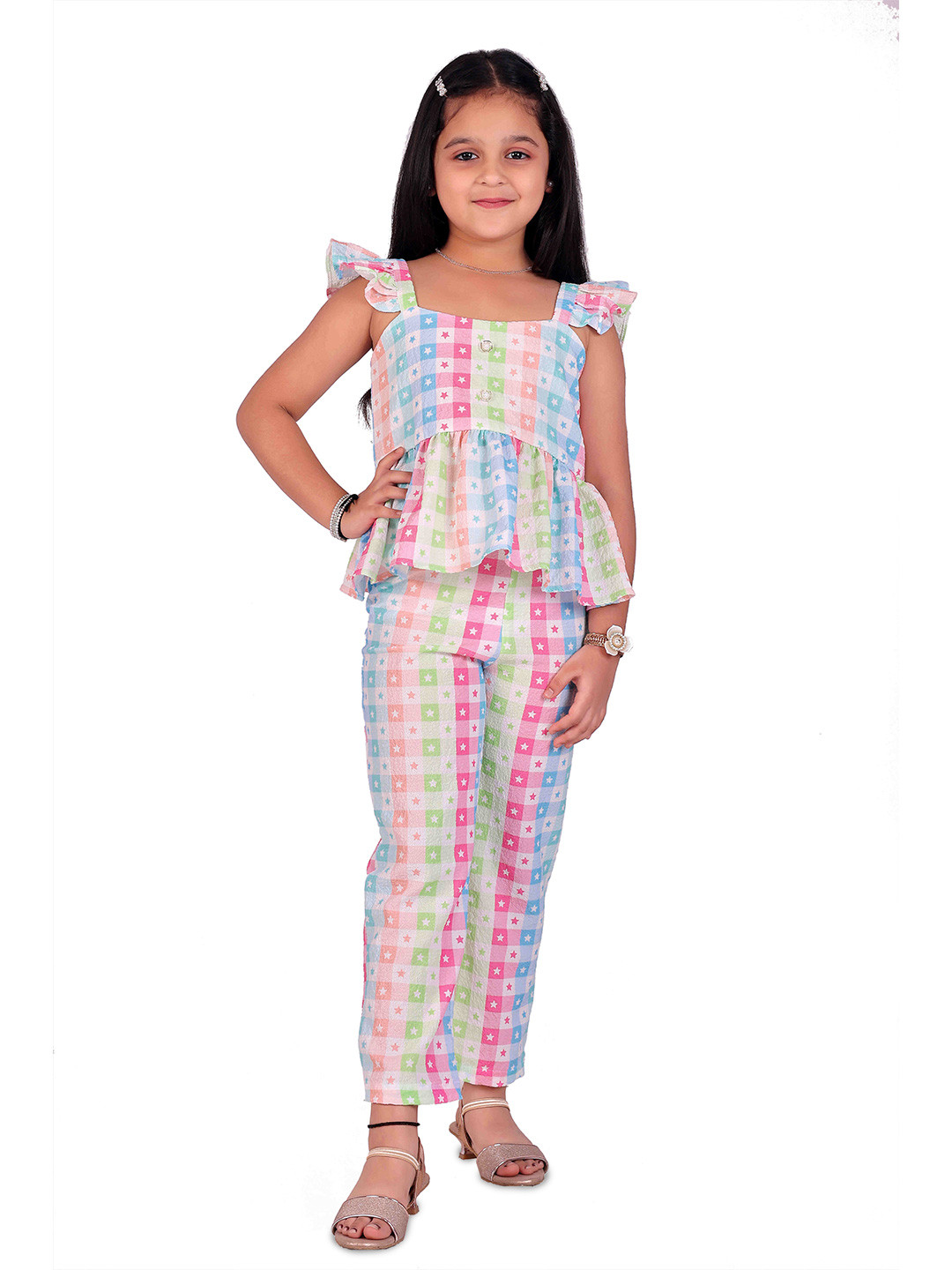 BAESD Girls Self Design Top With Capris