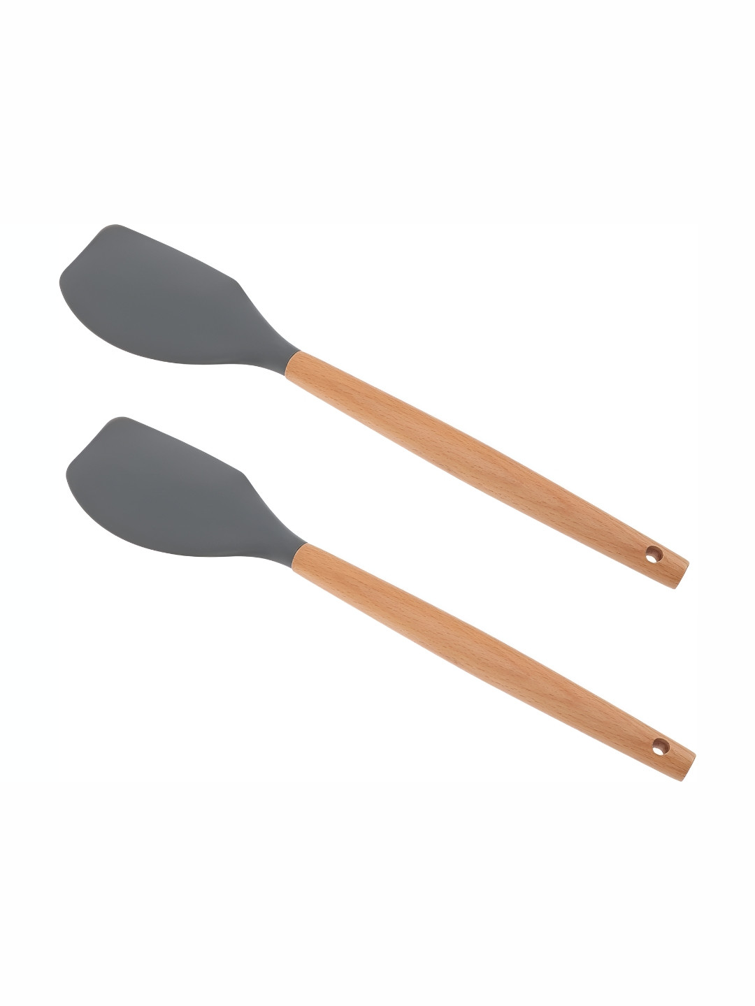 Baskety Grey 2 Pieces Wooden Handle Mixing Spatula