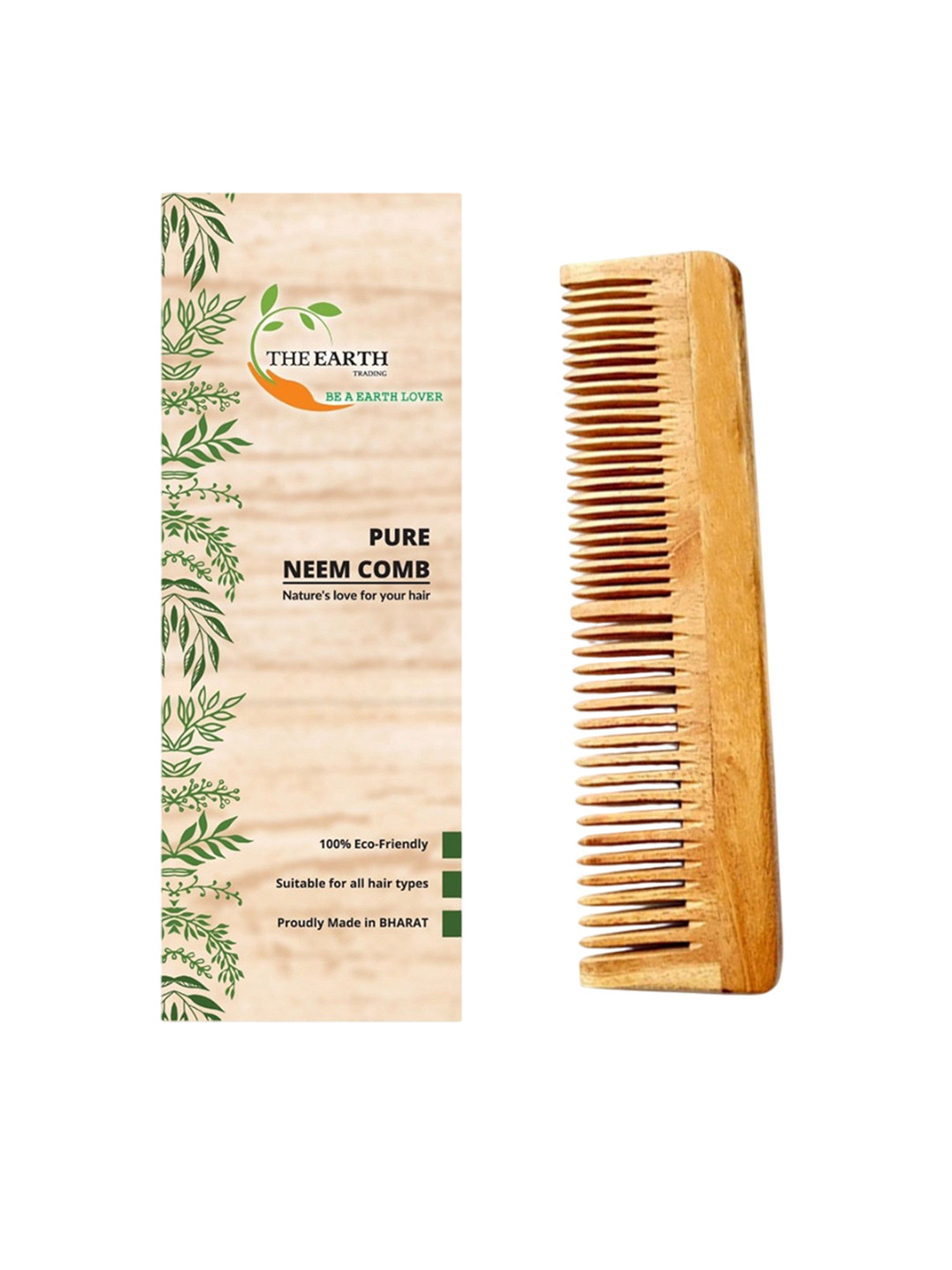 The Earth Trading Unisex Natsbyte Pure Kacchi Neem Wooden Comb - TET00016 Brown