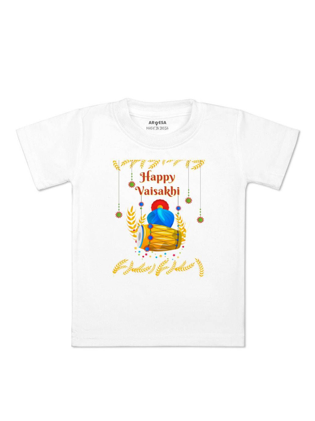 Arvesa Happy Baisakhi Printed Kids Unisex T-shirt